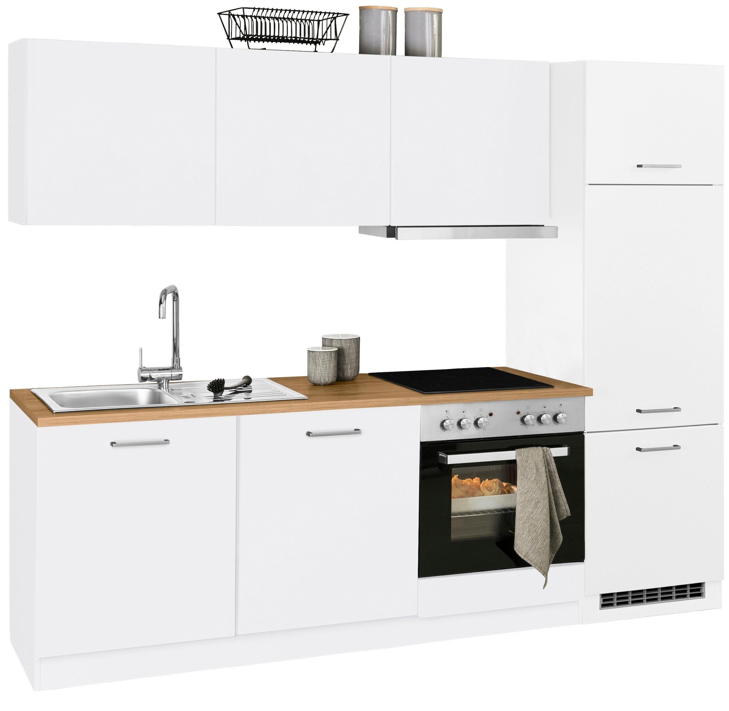 KOCHSTATION Küchenzeile »KS-Kehl«, mit E-Geräten, Breite 240 cm, inkl. Kühlschrank