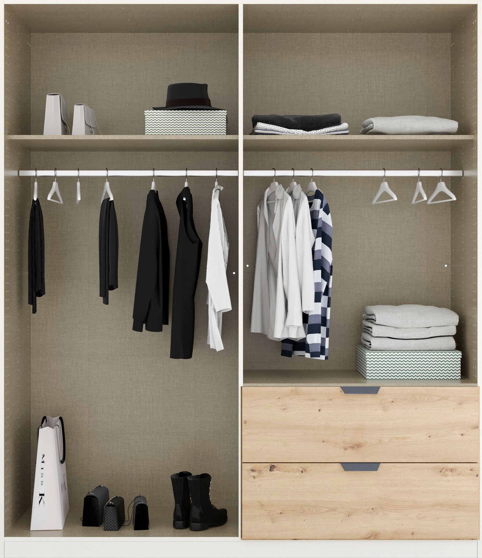 rauch Drehtürenschrank »Dark&Wood by Quadra Spin« im Industrial Style mit Metallgriffstangen