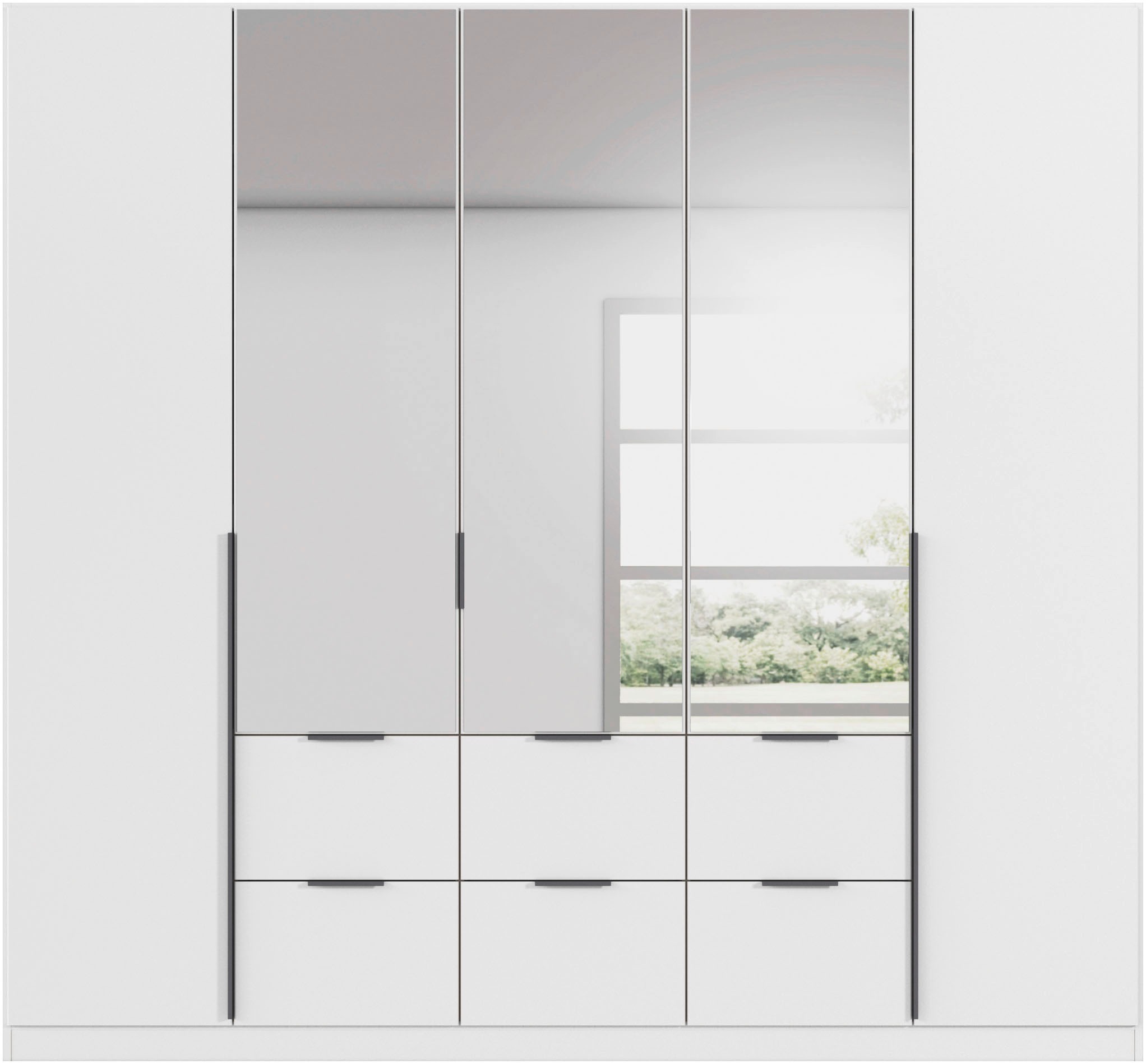 rauch Drehtürenschrank »Kleiderschrank Schrank Garderobe AGORDO mit Dekor- oder Hochglanzfront«, (in zwei Griff-Farben mit Dekor- oder Hochglanzfront), mit Außenschubkästen, in 6 Breiten und 2 Höhen MADE IN GERMANY