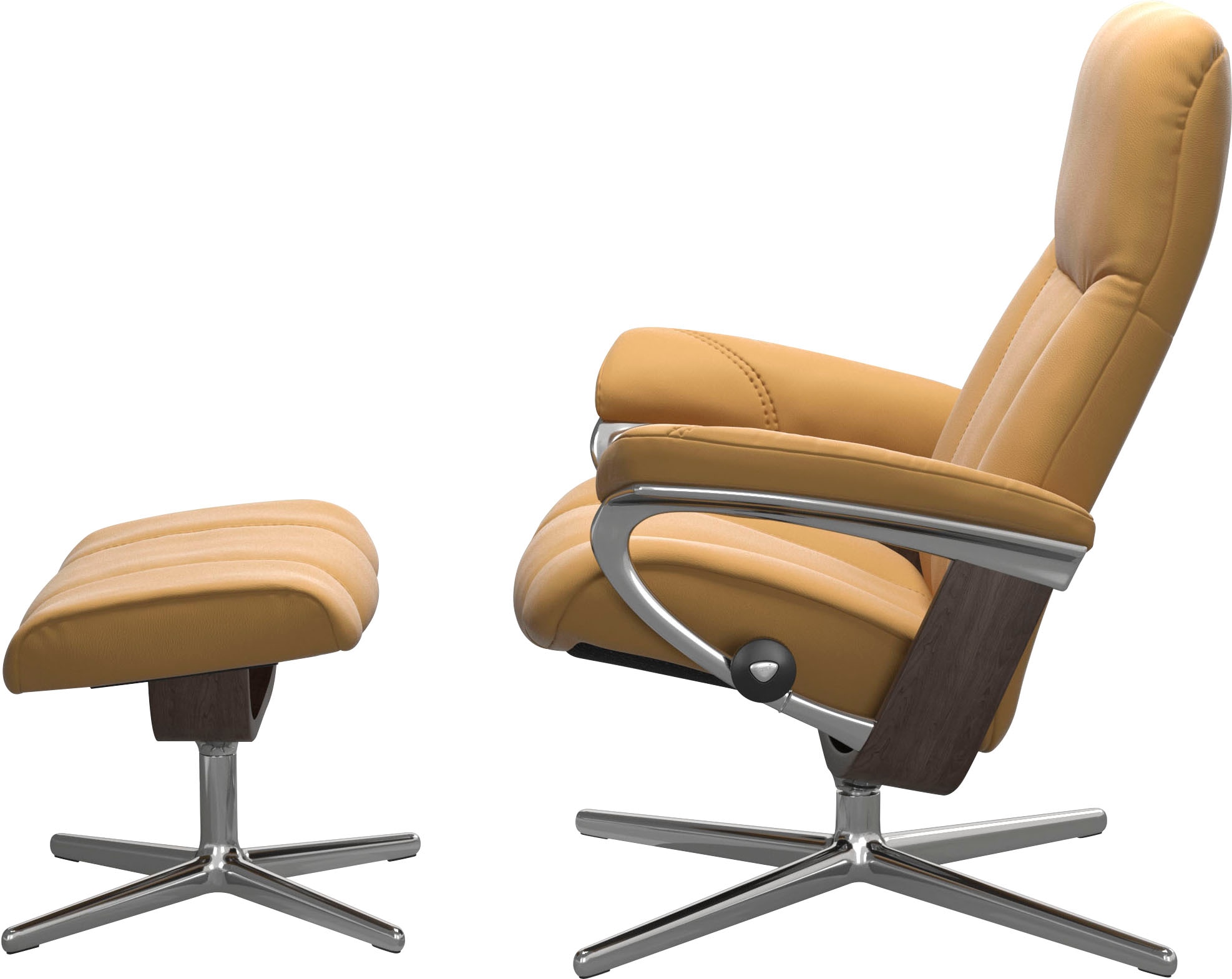 Stressless® Relaxsessel »Consul«, (Set, Relaxsessel mit Hocker), mit Hocker, mit Cross Base, Größe S, M & L, Holzakzent Wenge