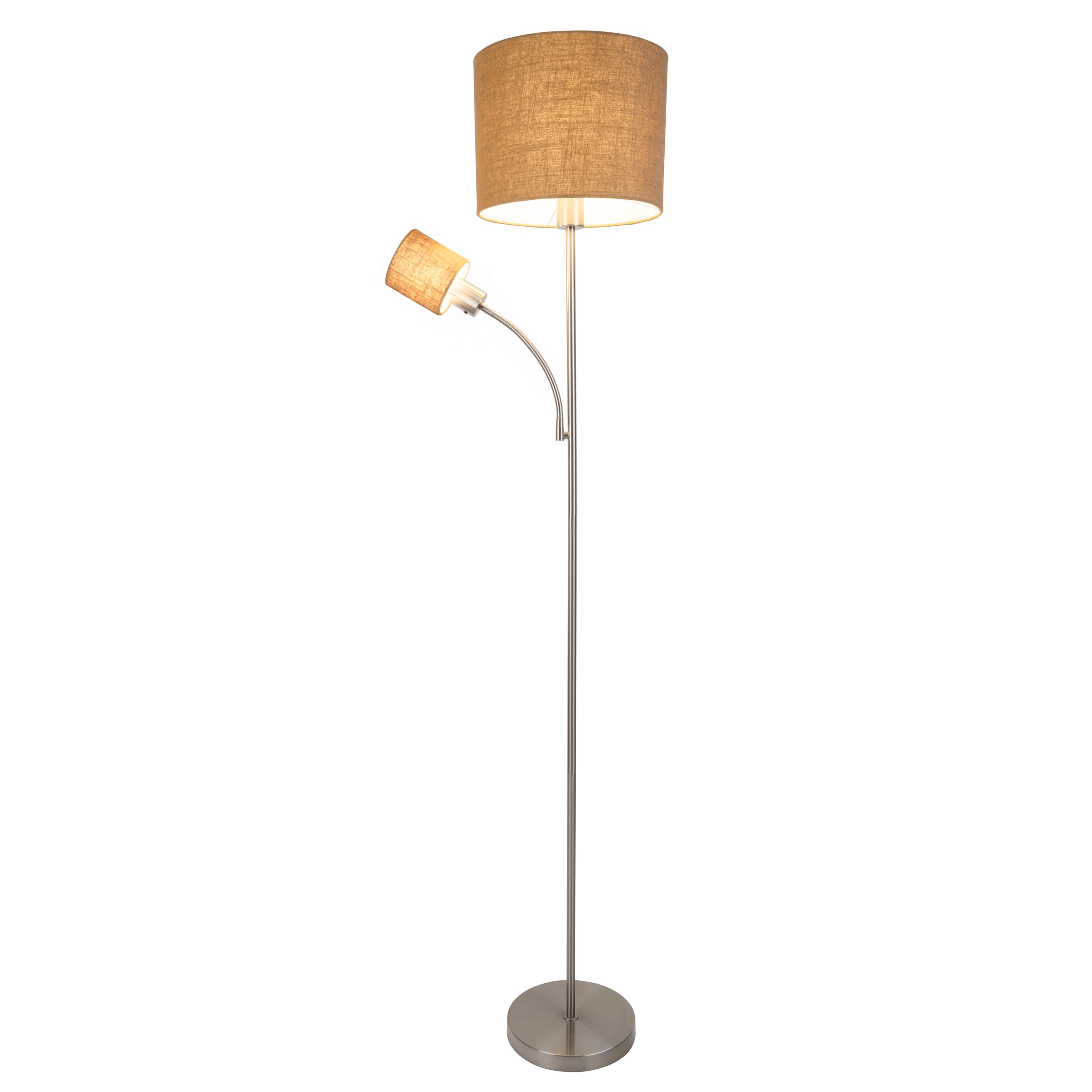 näve Stehlampe »Filomena« E14 | E27 1 Stk. Schirm braun, inkl. Lesearm, inkl. Druckschalter, H: 165cm