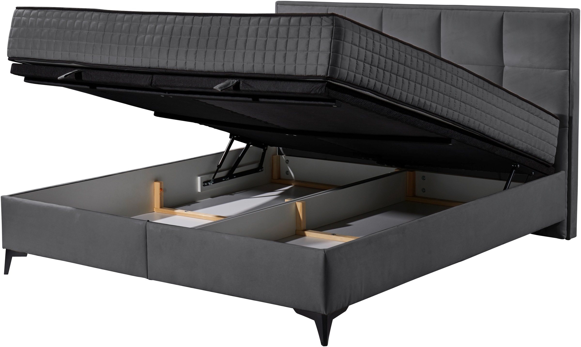 ED EXCITING DESIGN Boxbett »Monroe inkl. Bettkasten, erhältlich in den Breiten 160cm & 180cm«, Duo-Matratze - feste Seite mit Kokosmatte