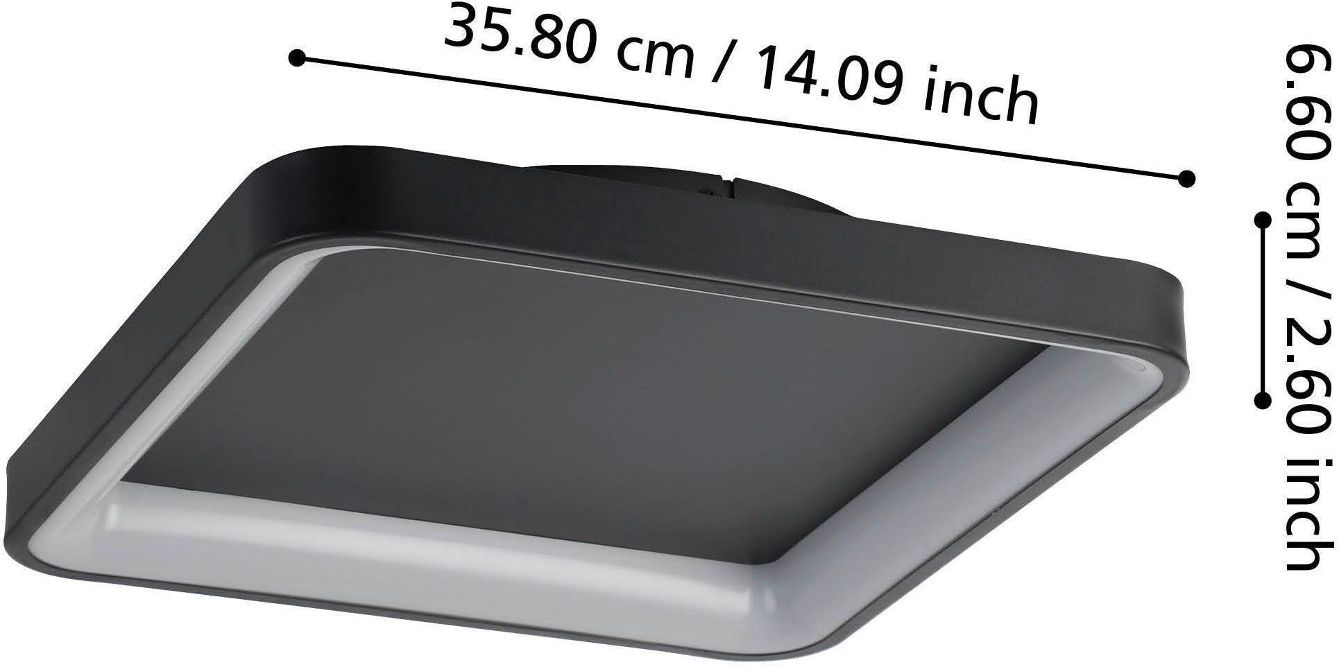 EGLO Deckenleuchte »Loretello Deckenlampe, Wohnzimmerlampe, Metall und Kunststoff, Lampe« LED-Modul 1 Stk. Kaltweiß | Neutralweiß | Warmweiß Wand-/Deckenleuchte - L35 x B35 x H7,5 cm - schwarz - 12W inkl.