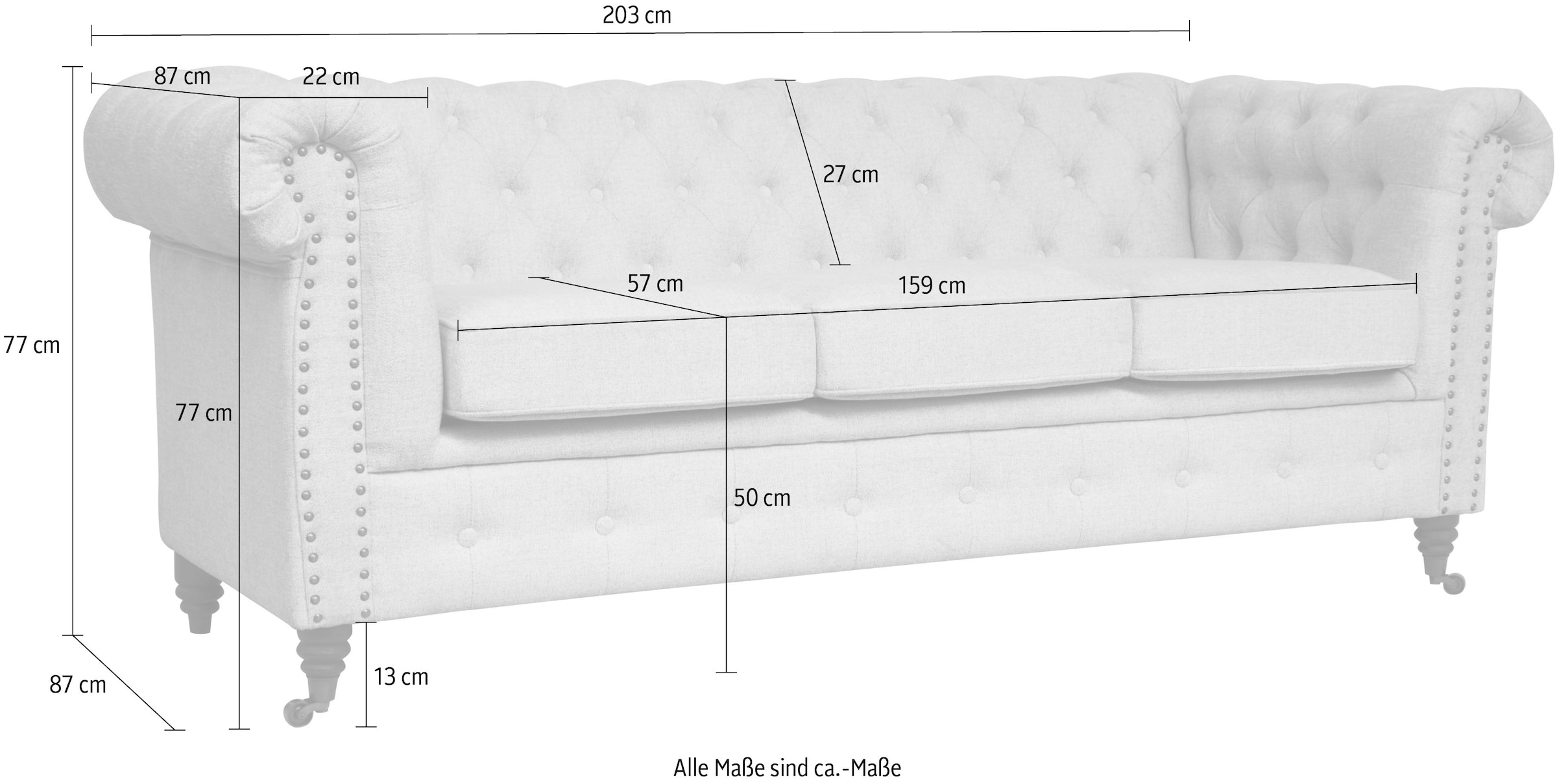 Home affaire Chesterfield-Sofa »Aarburg«, aufwändige Knopfheftung und Ziernägel im Chesterfield-Design