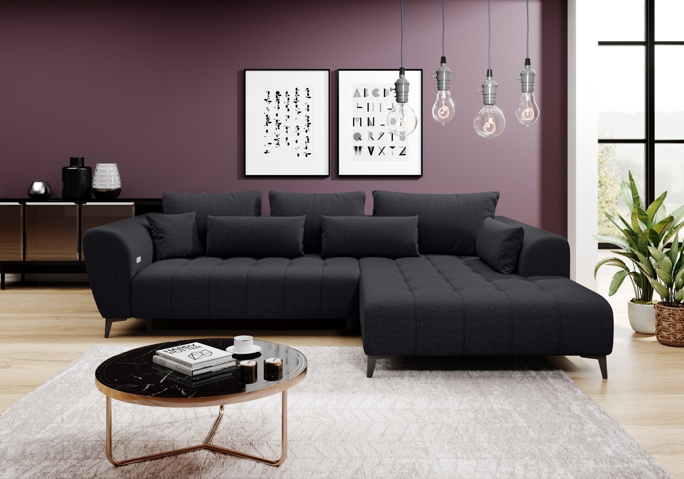 WERK2 Ecksofa »Garay, XXL-Liegefläche: elektrisch ausziehbar auf ca. 228×12 günstig online kaufen