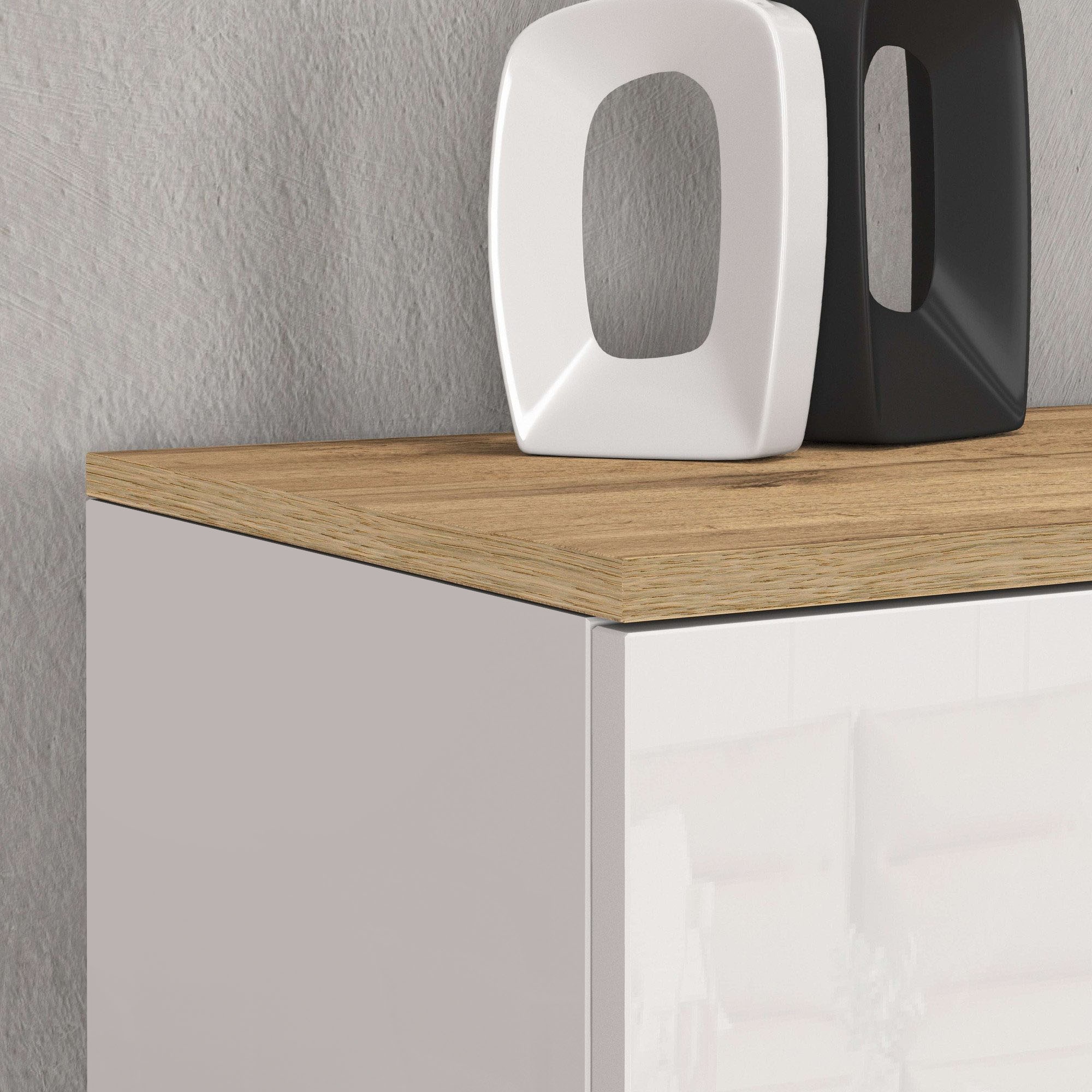 OTTO home Sideboard »ISEO, Kommode, Schrank, Sideboard, Lowboard, 6 Fächer, Breite 150 cm« 1 Stk. tlg. stehend/hängend, 3 Türen Hochglanz lackiert, Made in Italy