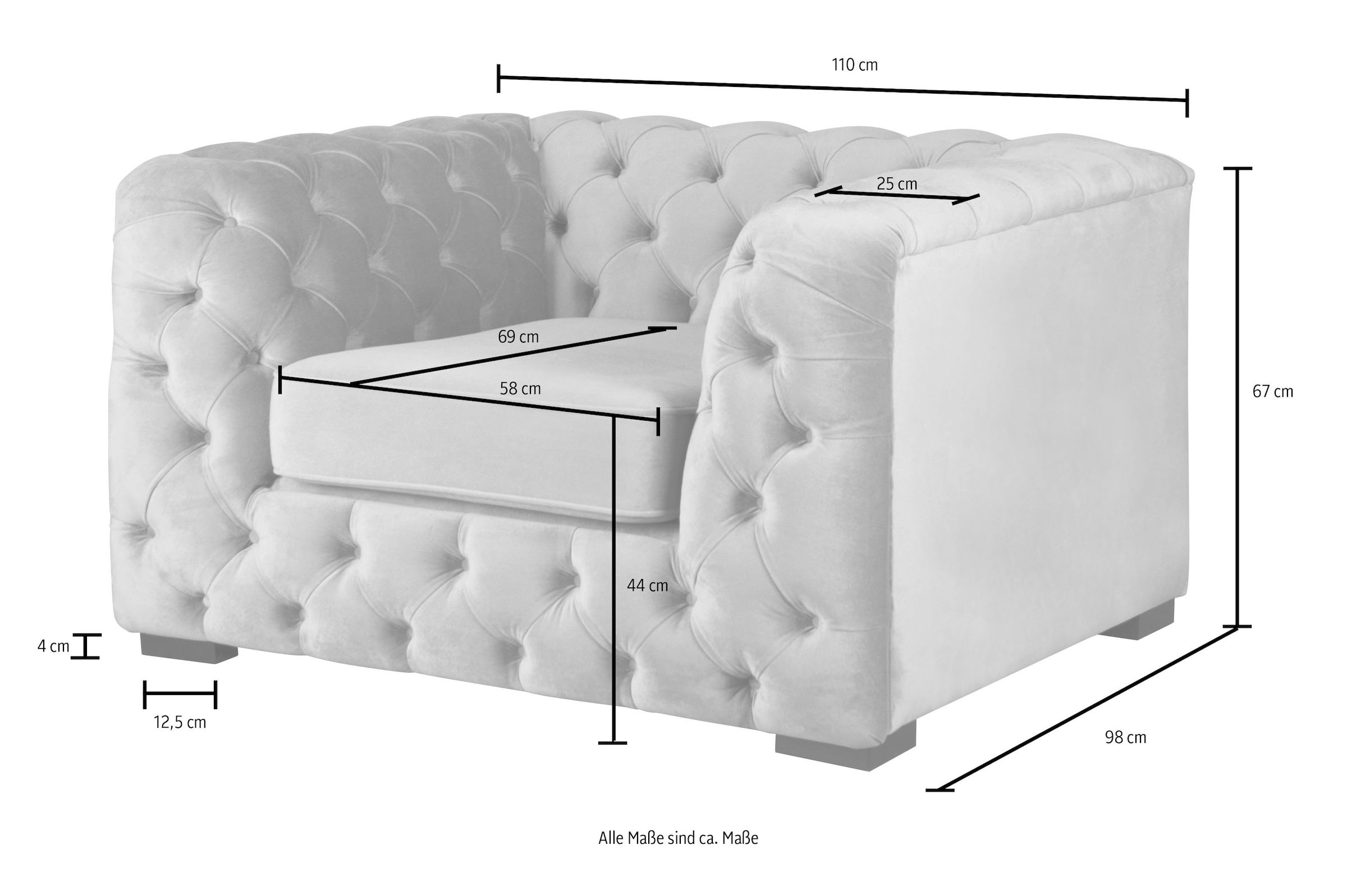Guido Maria Kretschmer Home&Living Chesterfield-Sessel »Kalina Sessel«, mit klassischer Chesterfield-Knopfheftung, sehr hochwertige Qualität