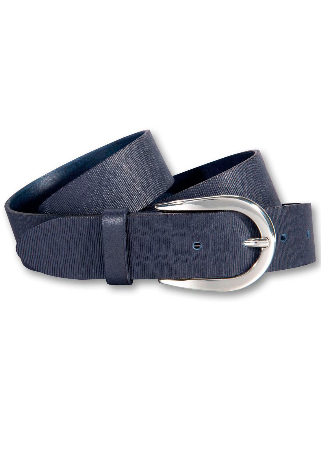 Silbergift Ledergürtel Schraffiert, Silber-Hufeisenschließe