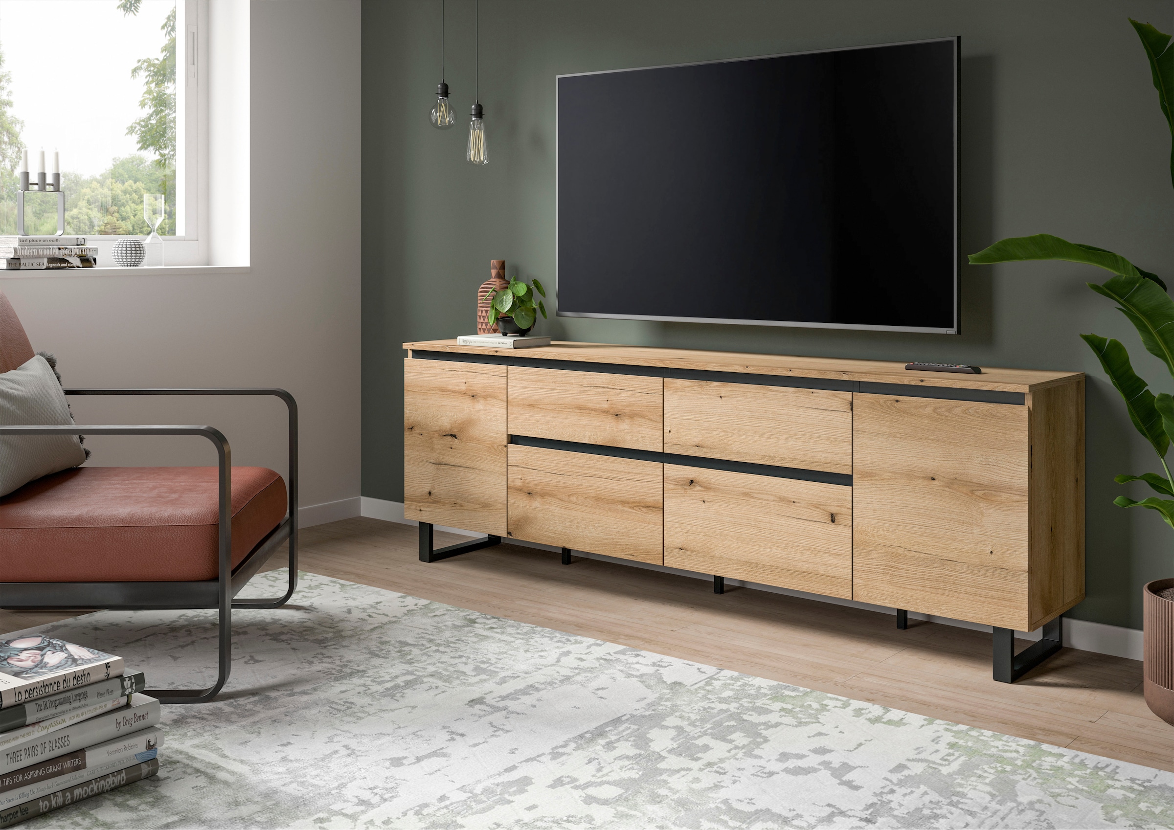 INOSIGN Lowboard »TOMA, 188cm breit, Metall-Kufen-Fuß, 2 Türen, 2 Schubkästen,2 Klappen«, TV-Lowboard, Mediaschrank, Mediaboard, TV-Schrank, Schrank, Board