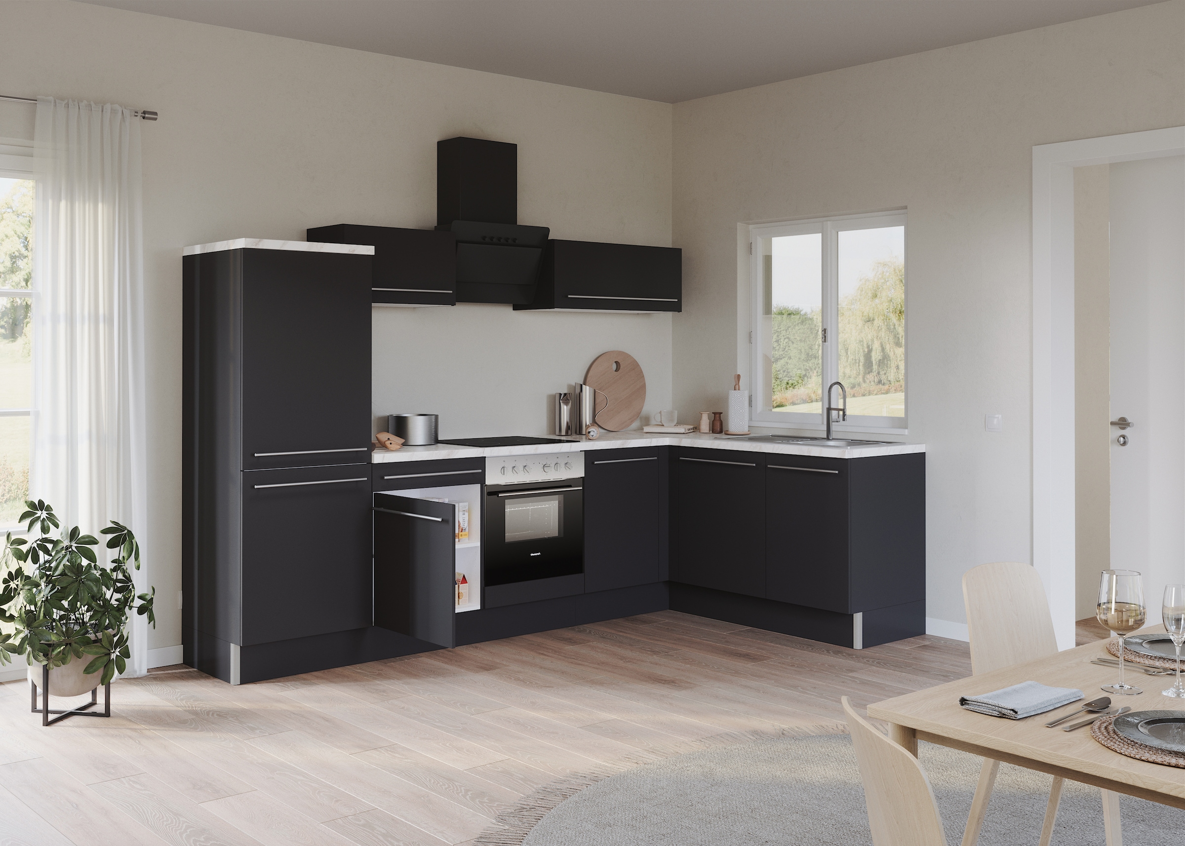 KOCHSTATION Küche »KS-Bern2«, Stellmaße 295 x 175 cm, wahlweise mit E-Gerät günstig online kaufen