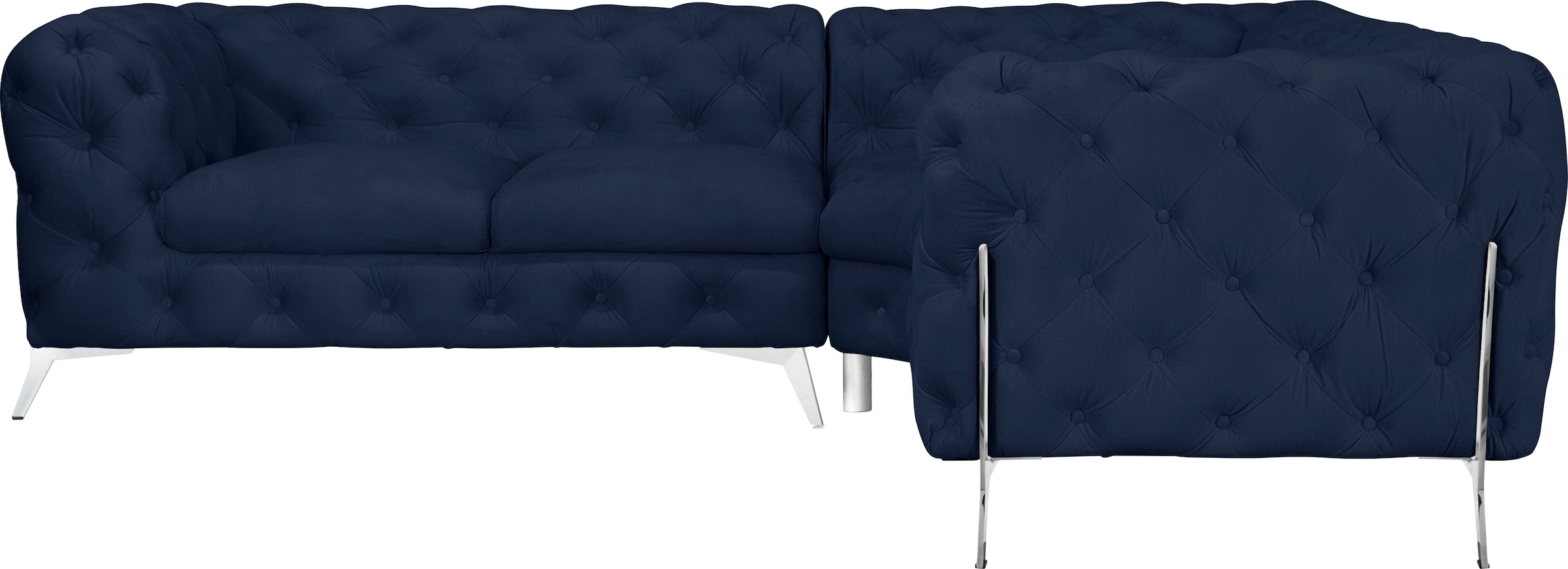 Home affaire Chesterfield-Sofa »Amaury L-Form« moderne Chersterfield-Optik, Breite 262 cm, Fußfarbe wählbar