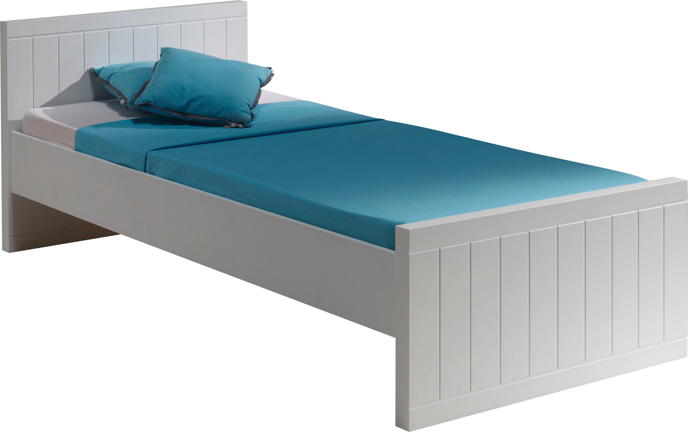 Vipack Einzelbett »Robin, Liegefläche 90/200 cm, MDF weiß lackiert, gradliniges Desin«, (B/H/T ca. 210x76,5x95cm, ohne Lattenrost, Kopf-/Fußteil 58 mm stark)