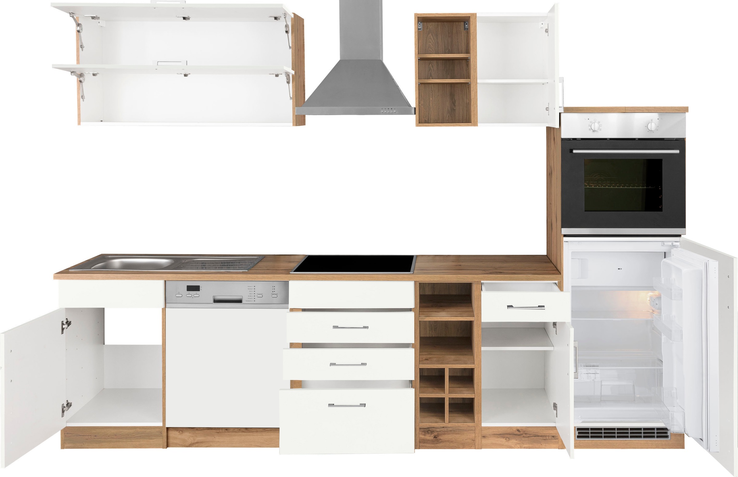 KOCHSTATION Küchenzeile »KS-Colmar«, mit E-Geräten, Breite 300 cm