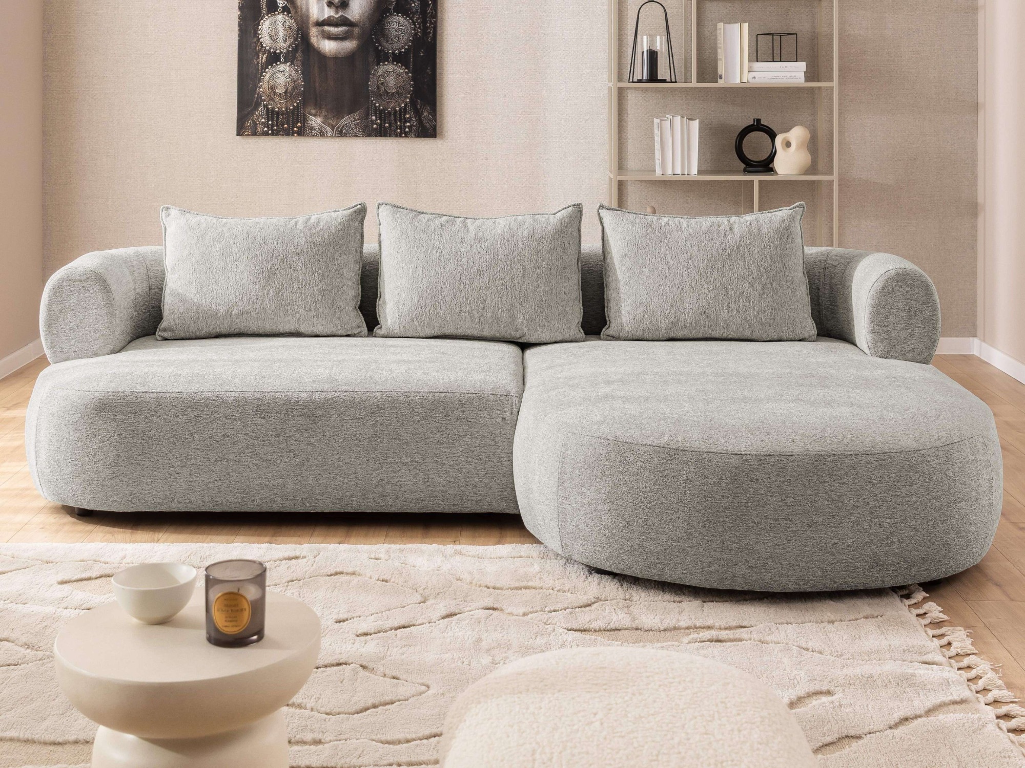Home affaire Ecksofa »LUSSAC L-Form Design-Sofa mit Zierkissen, Maße B/T/H: günstig online kaufen