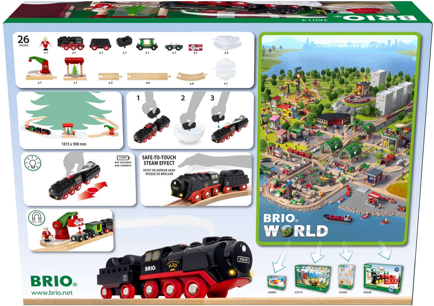 BRIO® Spielzeug-Eisenbahn »BRIO® WORLD, Batterie-Dampflok Weihnachts-Set«, (Set), FSC® - schützt Wald - weltweit