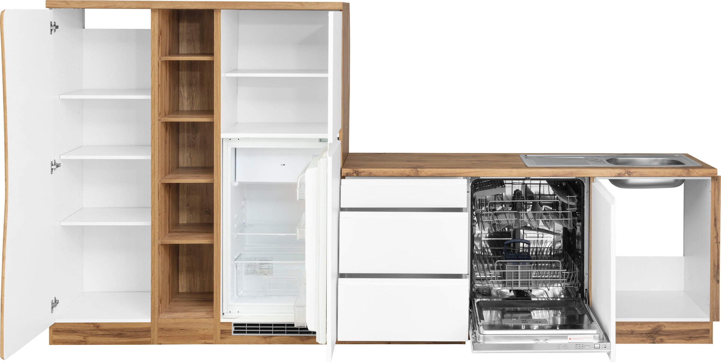KOCHSTATION Winkelküche »KS-Bruneck«, Stellbreite 380/180 cm breit, wahlweise mit oder ohne E-Geräte, MDF
