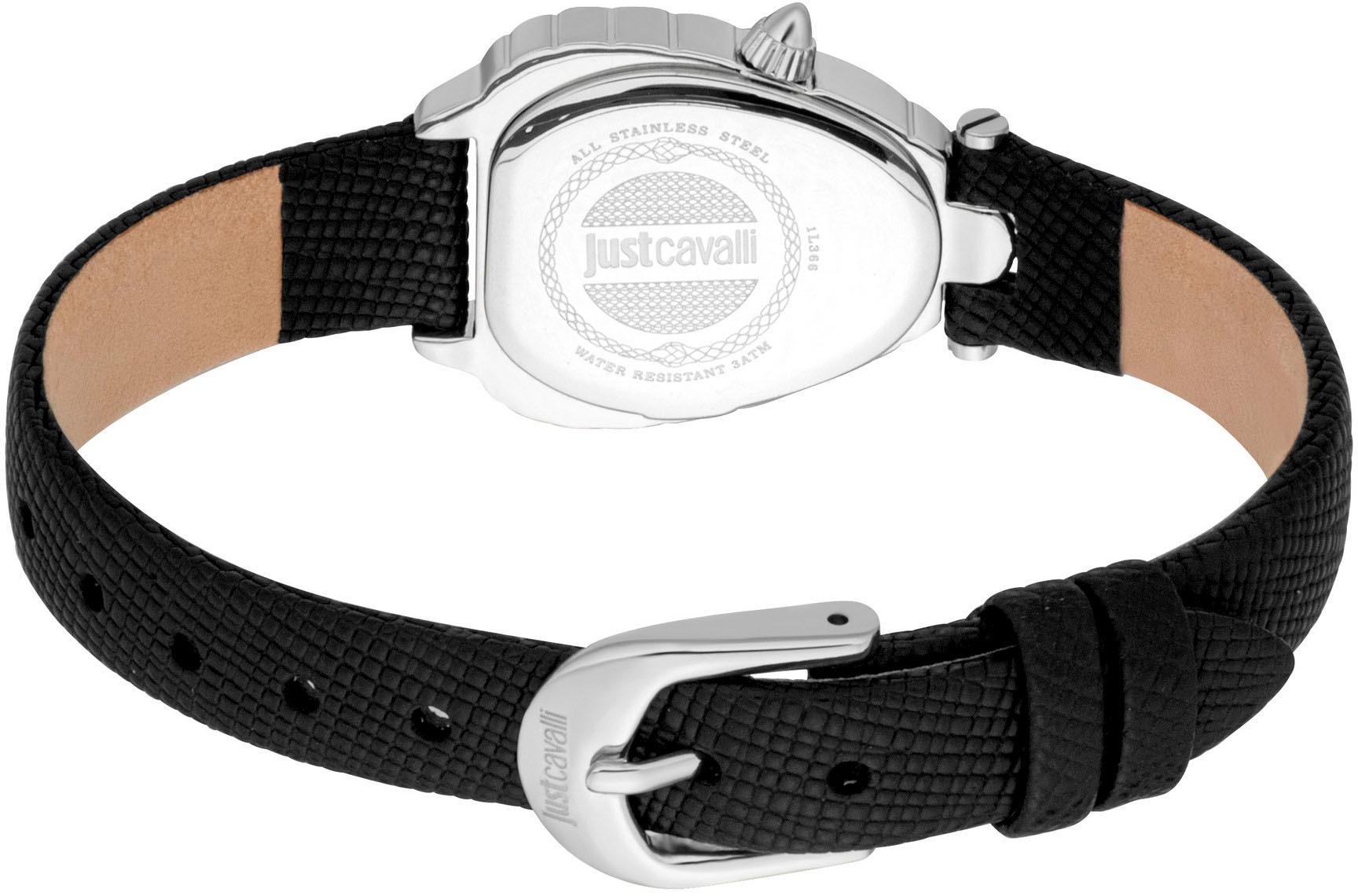 Just Cavalli Time Quarzuhr »Perla« Armbanduhr, Damenuhr, Lederarmband, analog, Kristallsteine