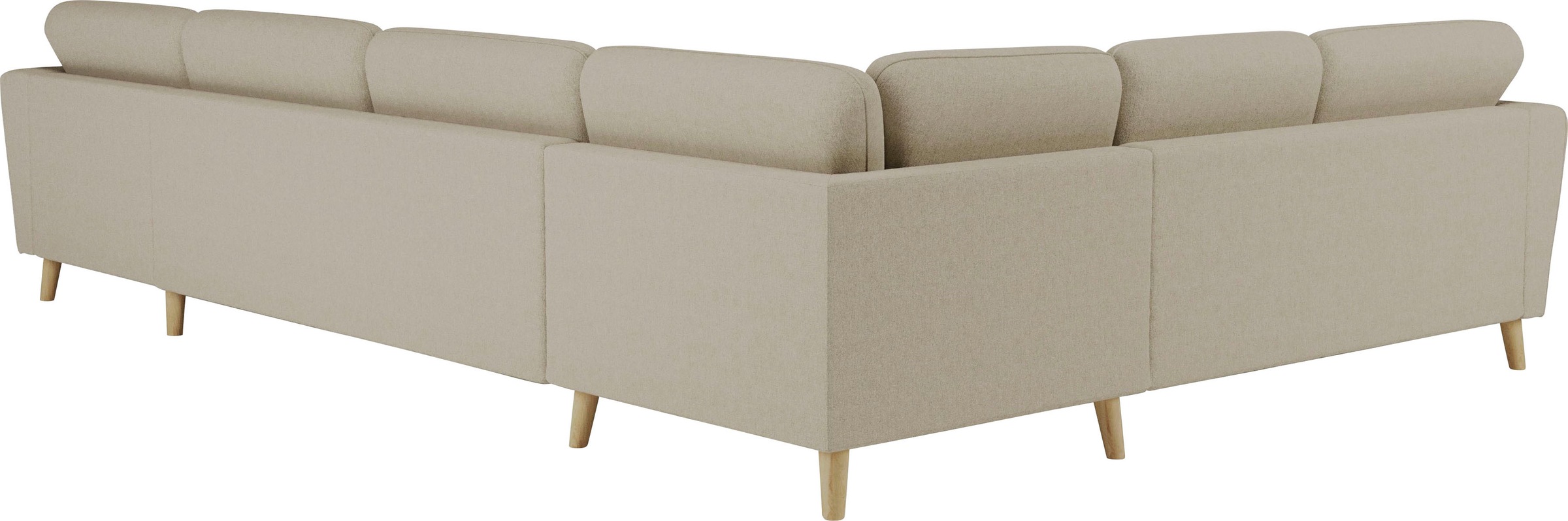 Home affaire Wohnlandschaft »MARSEILLE XXL 349cm, U-Form, Ottomane rechts/links wählbar«, Massivholzbeine Eiche, Landhausstil, Wellenunterfederung