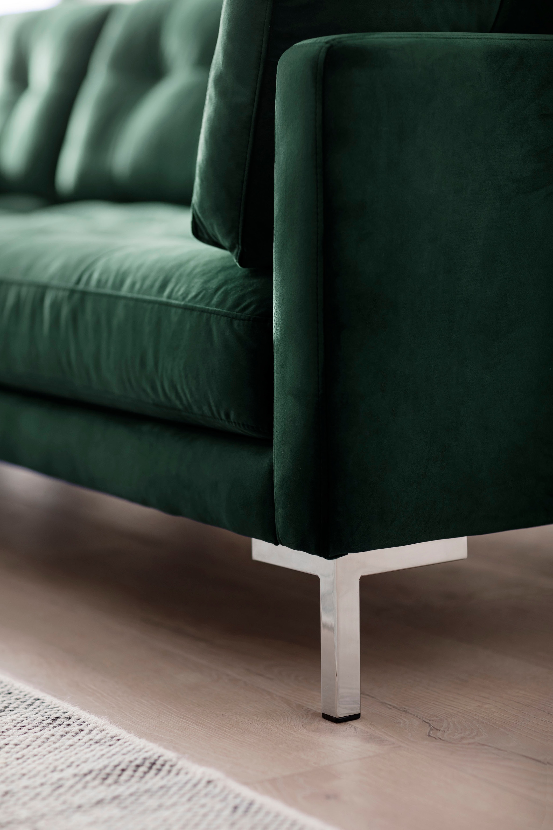Trends by HG Ecksofa »Landau L-Form«, in Cord-Stoff mit Metallfuß