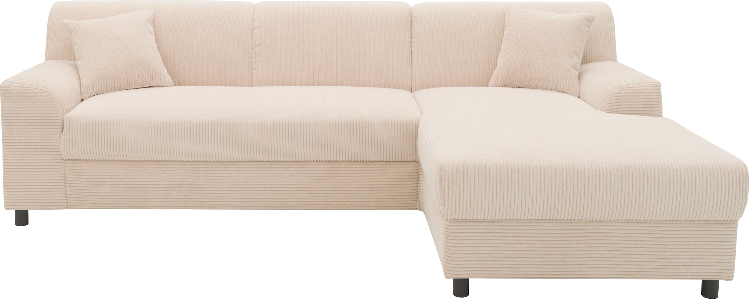 INOSIGN Ecksofa »Turah 2, L-Form, in Cord u. wasserabweisender Microfaser, Federkern«, B/T/H: 241/146/79 cm, incl. Zierkissen, wahlweise mit Bettfunktion