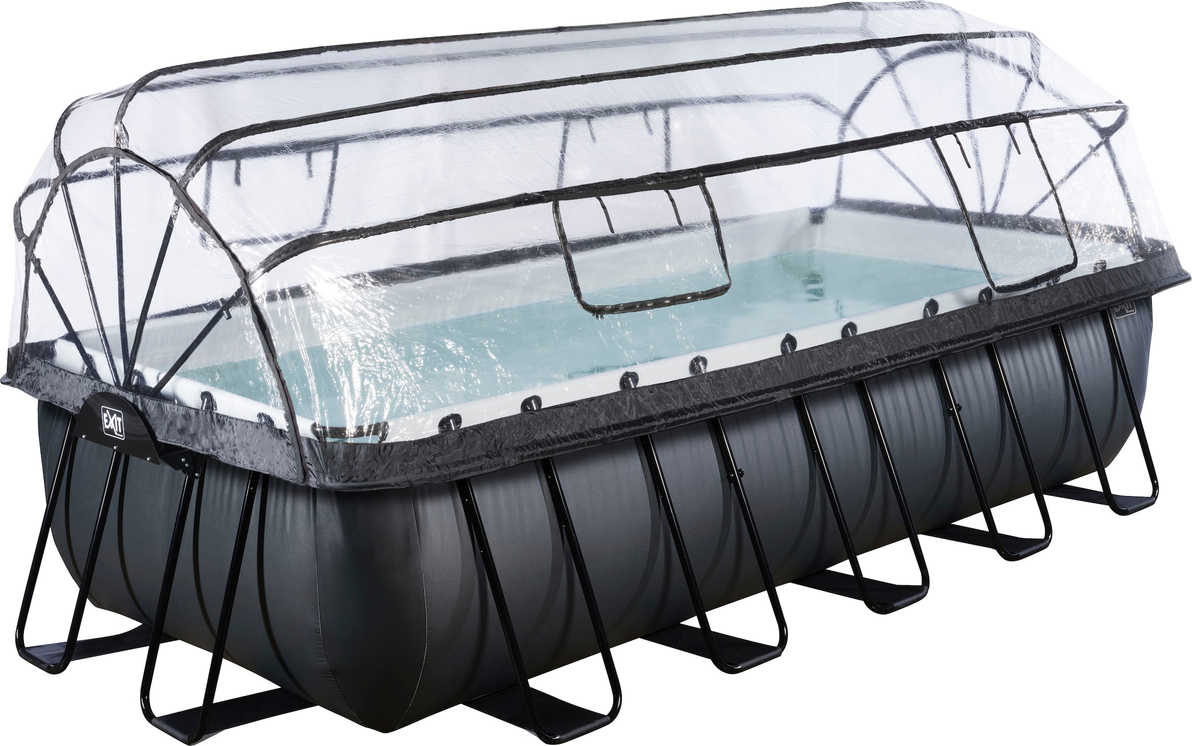 EXIT Framepool »inkl. multifunktionaler Abdeckung & Wärmepumpe«, (Set, 5 tlg.), 250x540x122 cm, mit Sandfilteranlage, Wärmepumpe, Sicherheitsleiter