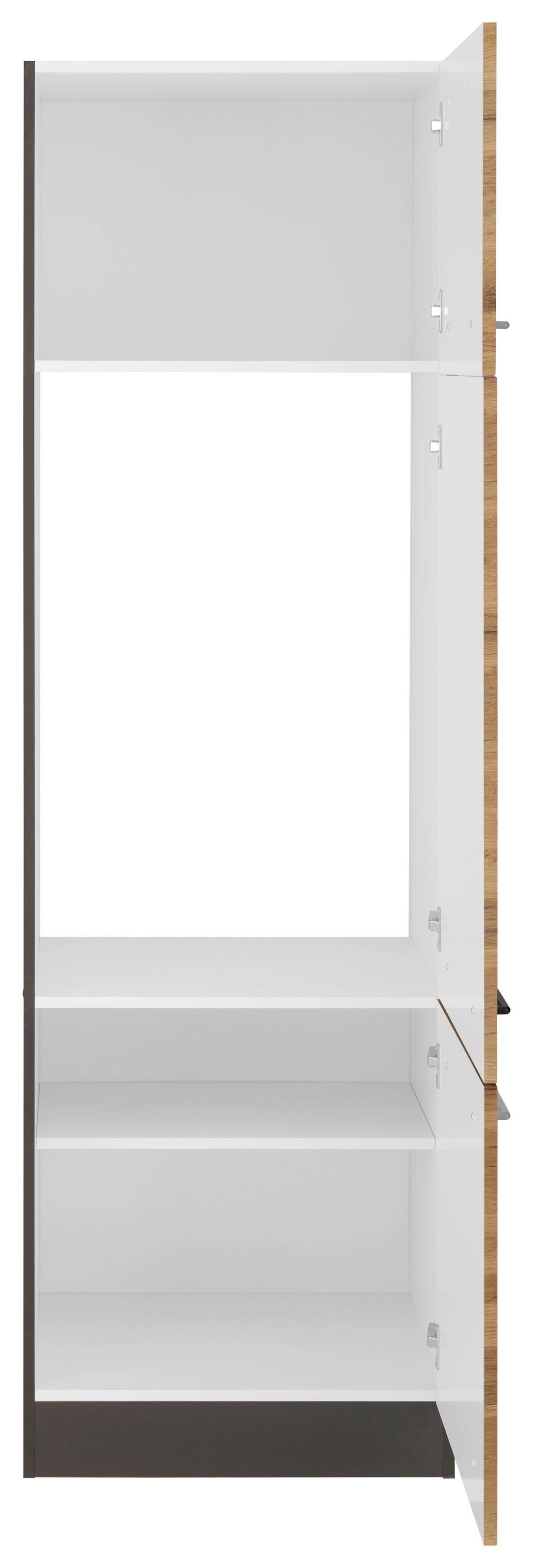 KOCHSTATION Kühlumbauschrank »KS-Tulsa« 60 cm breit, 200 cm hoch, 3 Türen, schwarzer Metallgriff