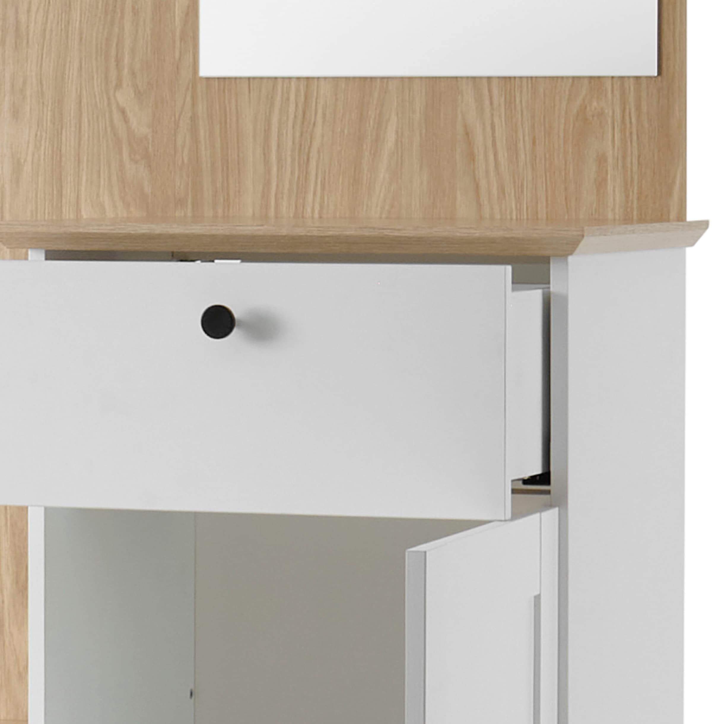 OTTO home Kompaktgarderobe »Brest, Garderobe im Landhausstil, Flurgarderobe, Dielenschrank« schwarze Metallgriffe, viel Stauraum, für kleine Räume geeignet