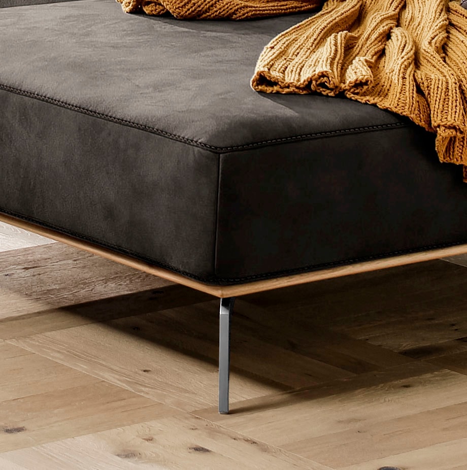 W.SCHILLIG Ecksofa »run, Designsofa, bequem, L-Form« mit elegantem Holzsockel, Füße in Chrom glänzend, Breite 299 cm