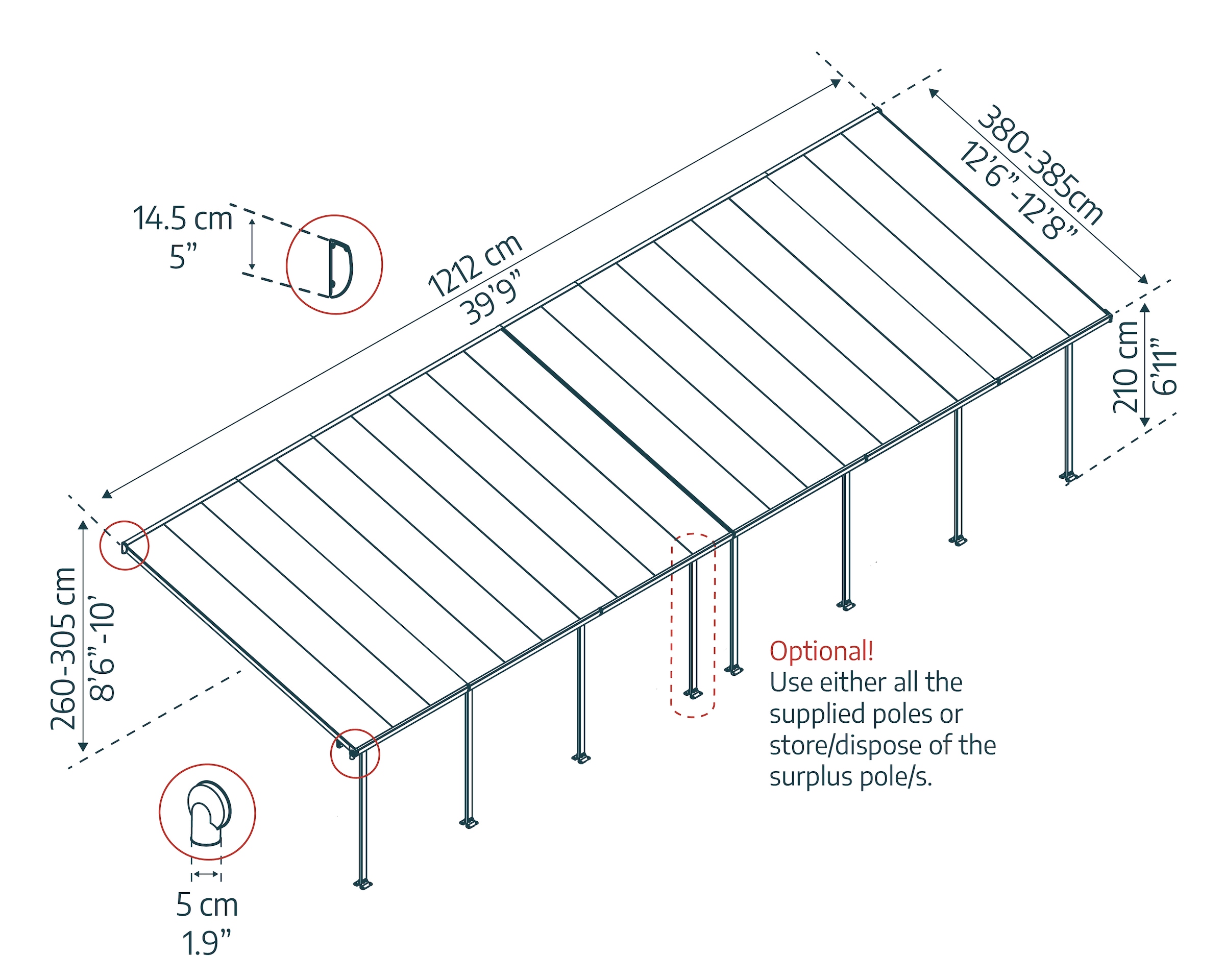 Palram - Canopia Terrassendach »Feria Alu Terrassenüberdachung«, einfache DIY Montage