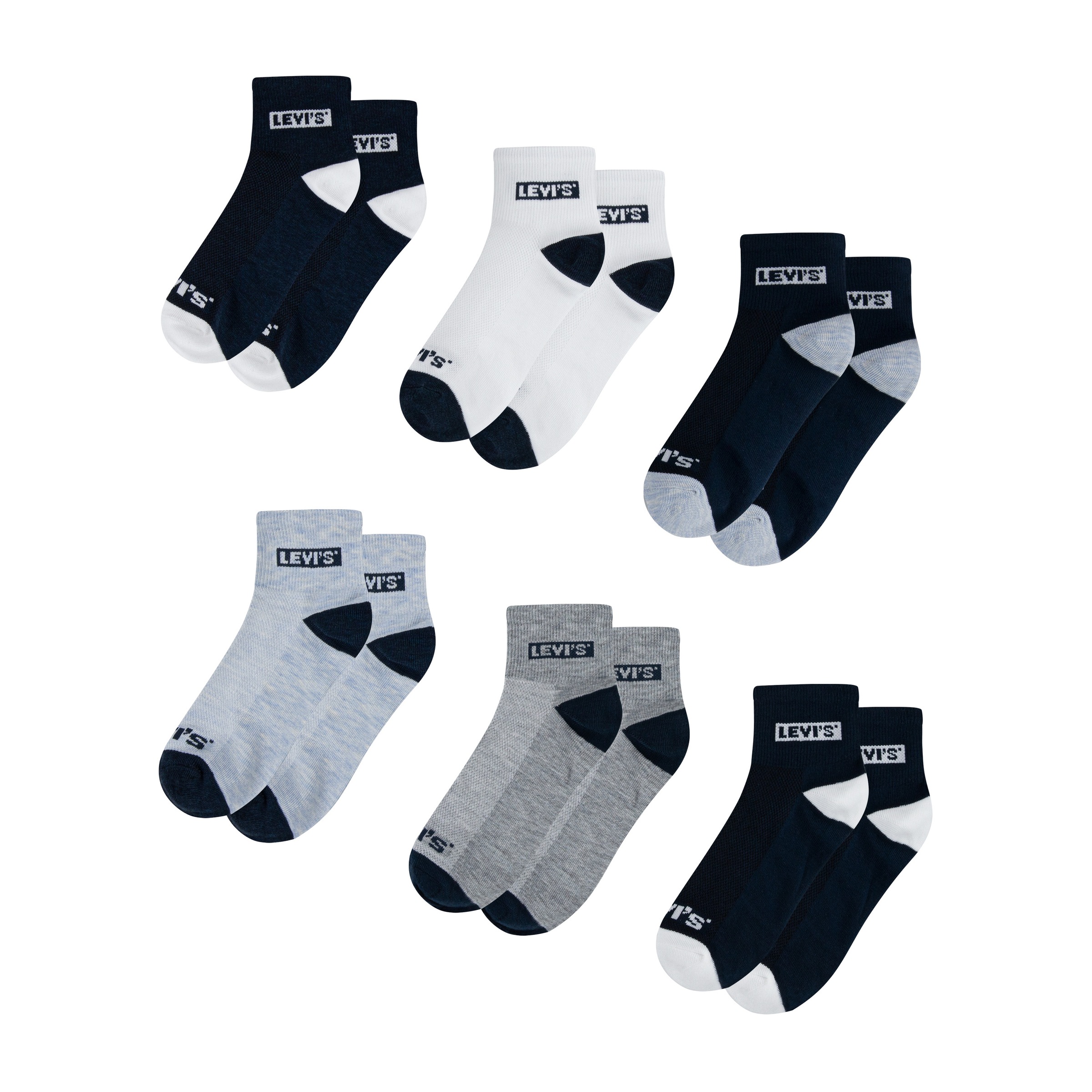 Levi's® Kids Kurzsocken »LHN BOX TAB MID CUT 6PK«, (Packung), UNISEX