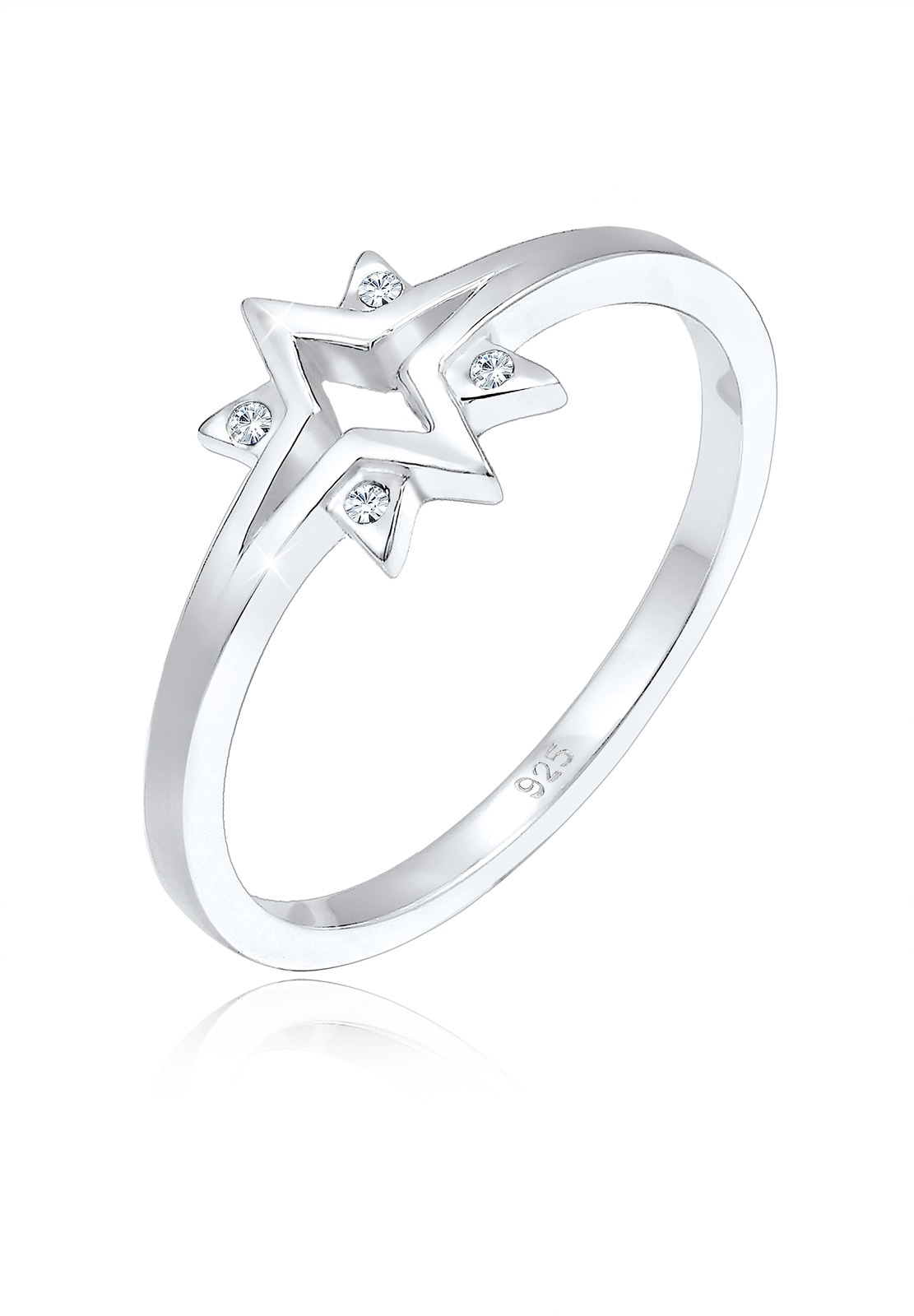 Elli Fingerring »Stern Glas Kristalle Weiß 925 Sterling Silber«