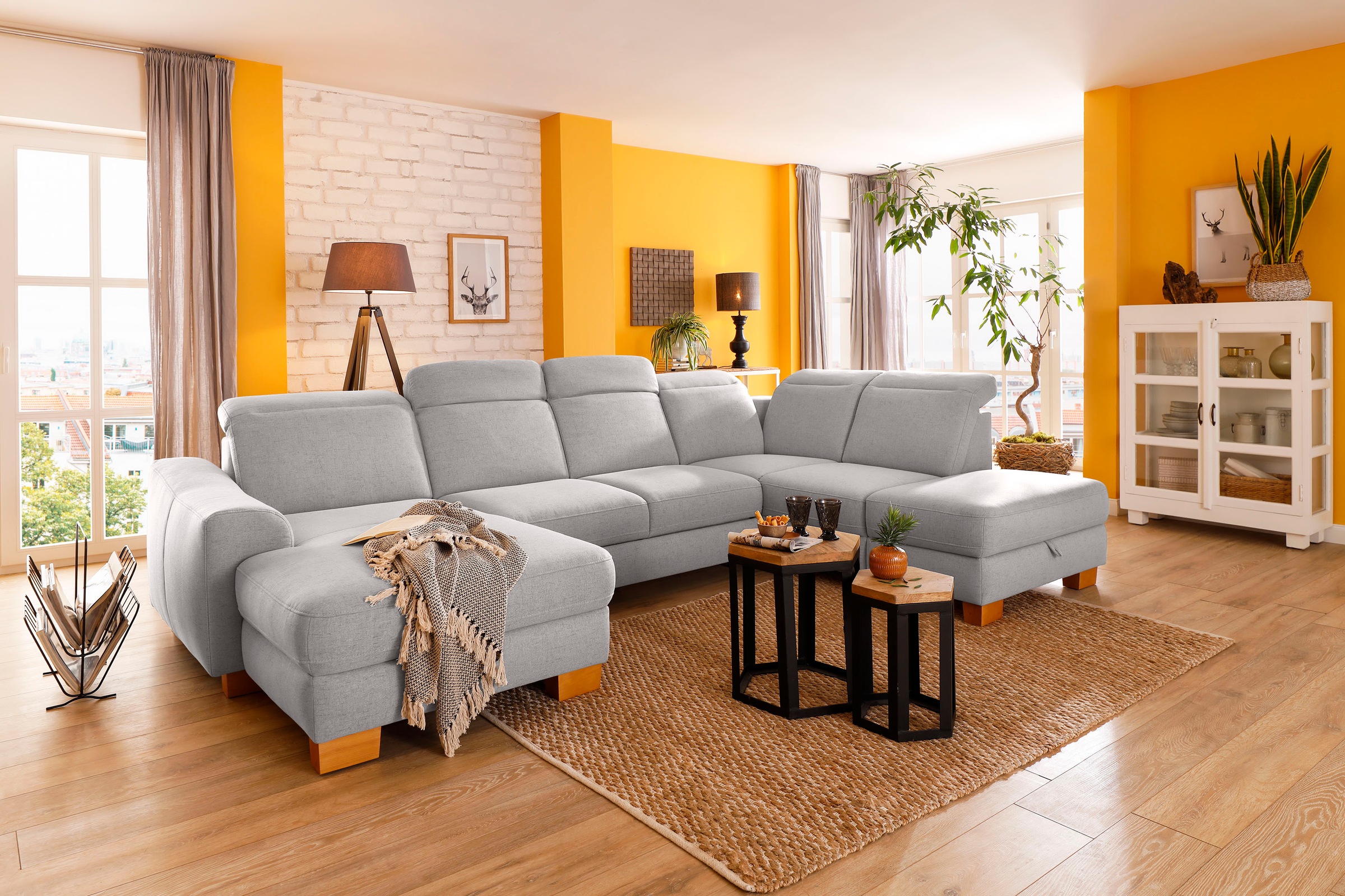 Home affaire Wohnlandschaft »Dundee U-Form« wahlweise mit Kopfteilverstellu günstig online kaufen