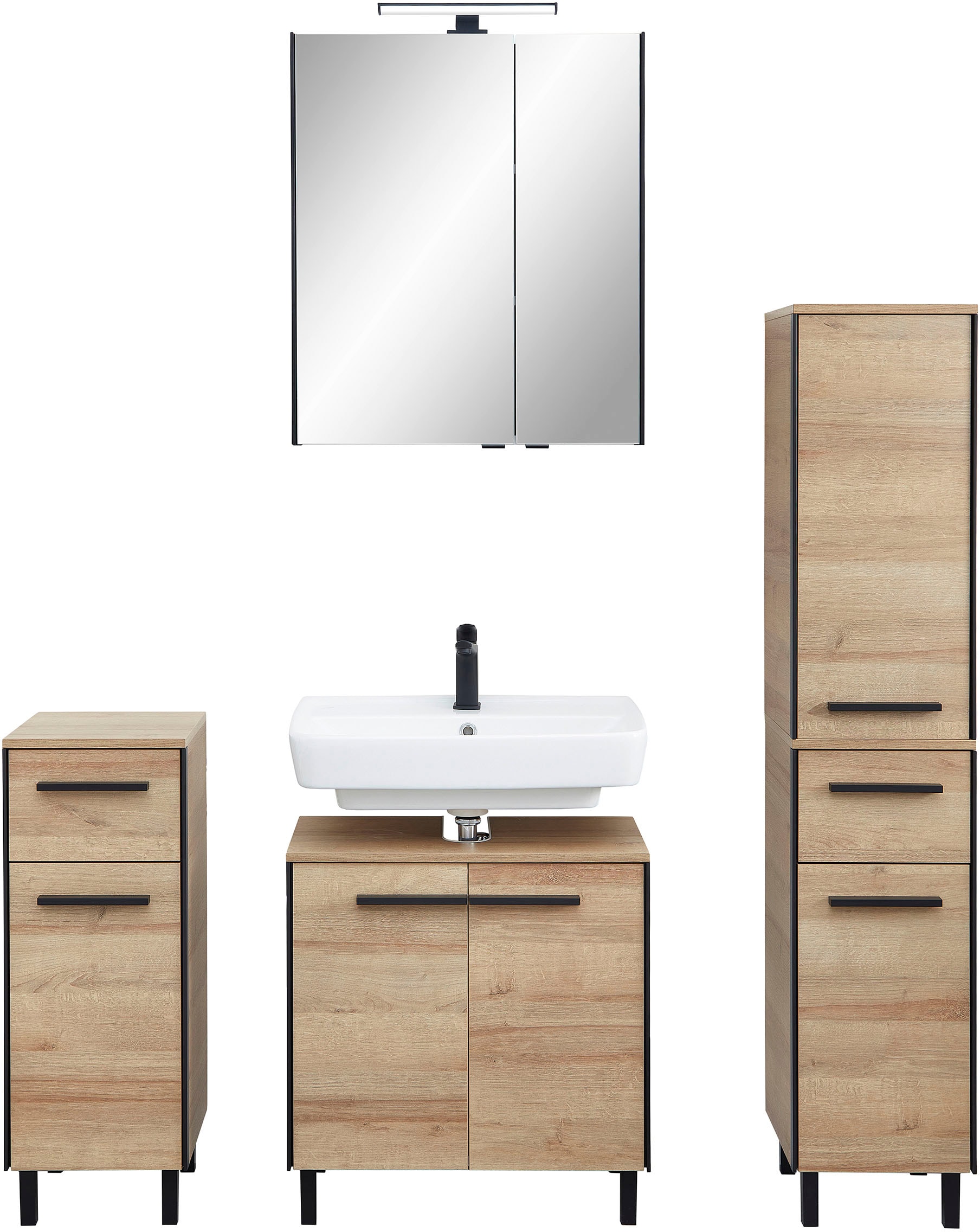 Saphir Badmöbel-Set »Quickset 395 4-teilig, Waschbeckenunterschrank mit LED günstig online kaufen