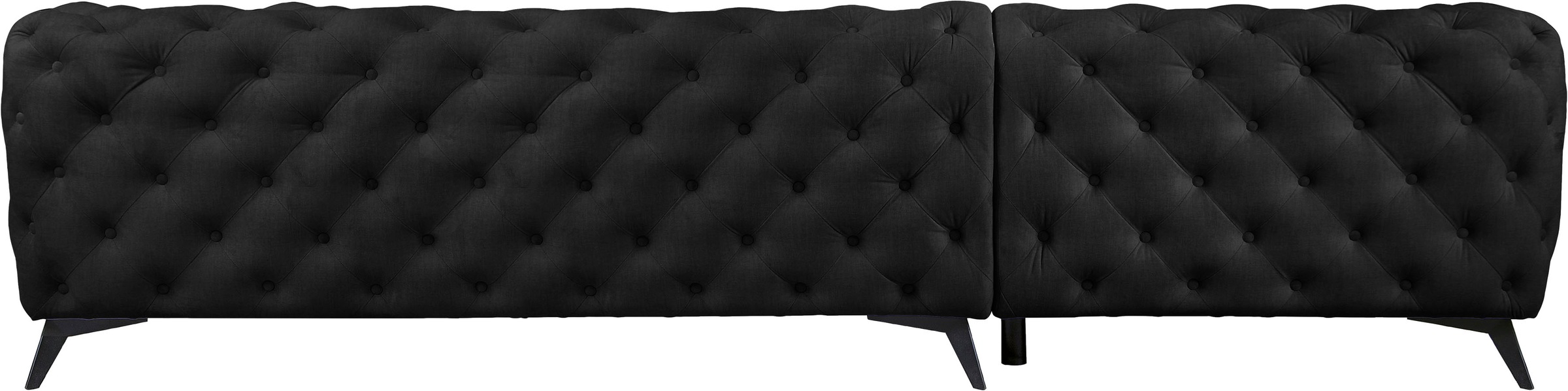 Leonique Chesterfield-Sofa »Ecksofa GLYNIS L-Form mit Wellenunterfederung, Maße B/T/H 323/264/75cm«, aufwändige Knopfheftung, moderne Chesterfield Optik, Fußfarbe wählbar