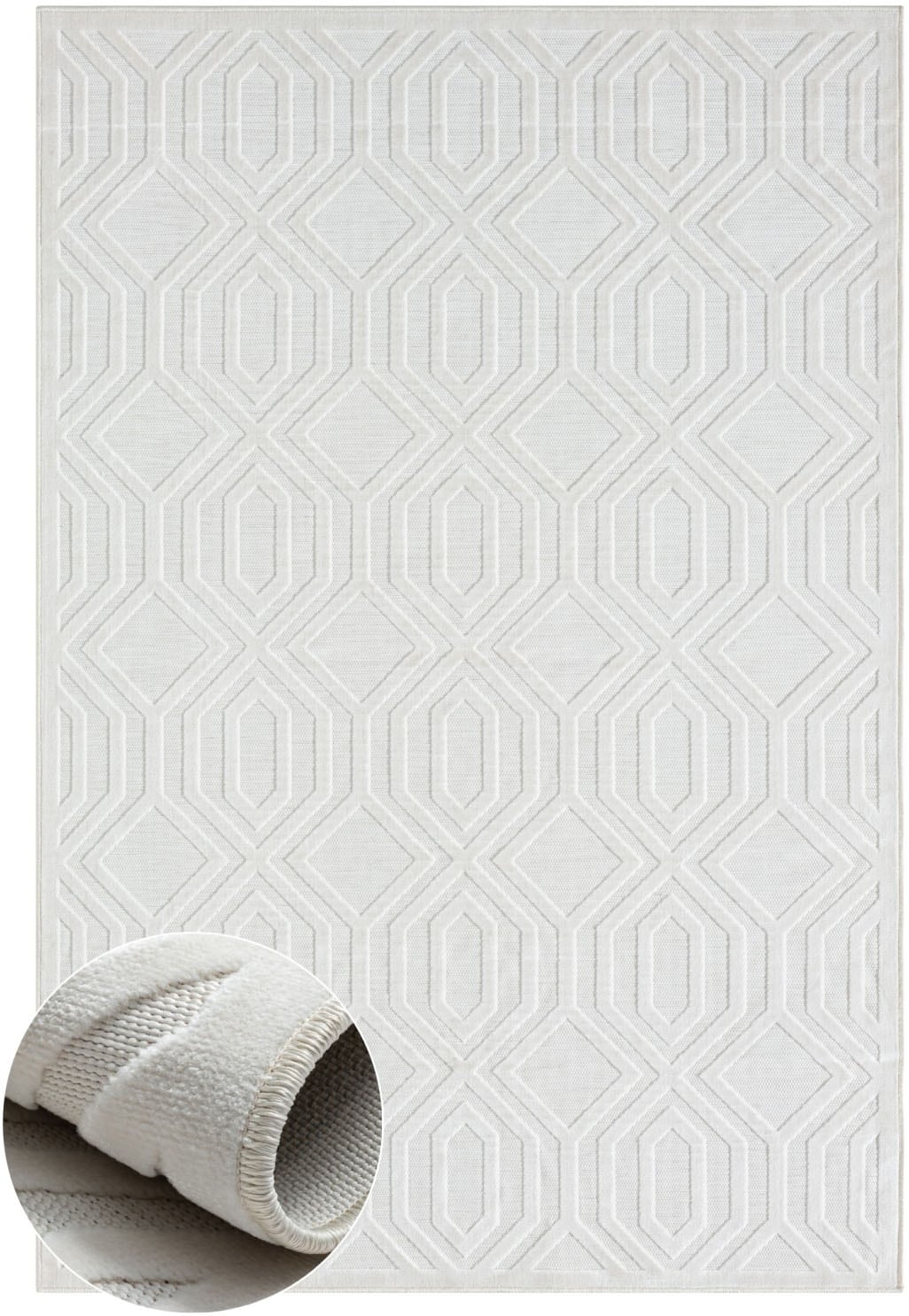 Myflair Möbel & Accessoires Teppich »Haven Lagerräumung«, rechteckig, 8 mm Höhe, Rauten Motiv, Hoch-Tief Effekt, Outdoor geeignet, Balkon, Terrasse
