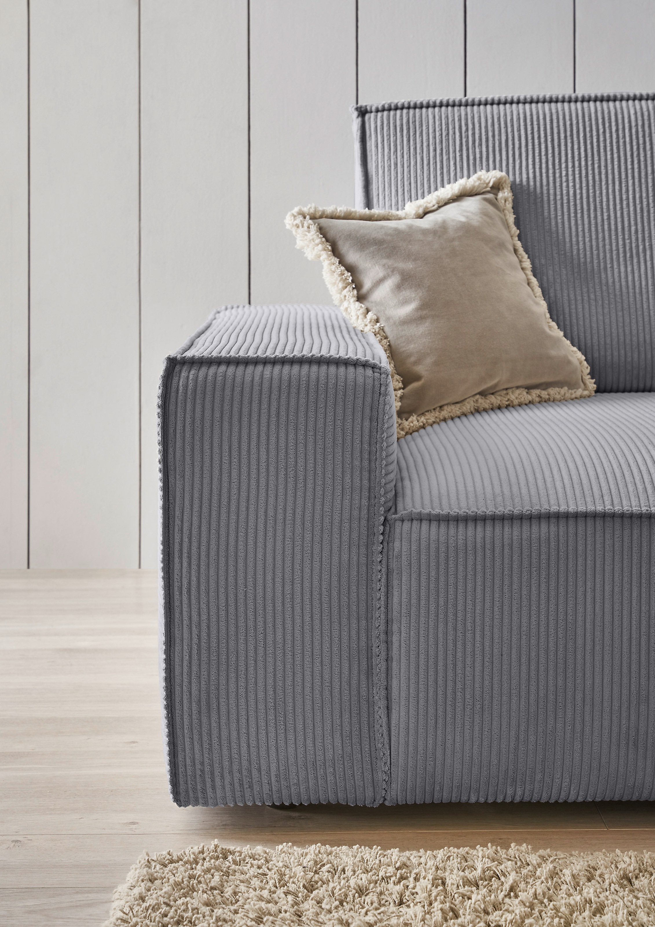 Home affaire Ecksofa »NEU: SHERWOODL XXL 284, Big-Sofa L-Form, tiefe Sitzfläche 95 cm, Cord,«, Leinenoptik, Recamiere rechts/links, auch als Schlafsofa stellbar