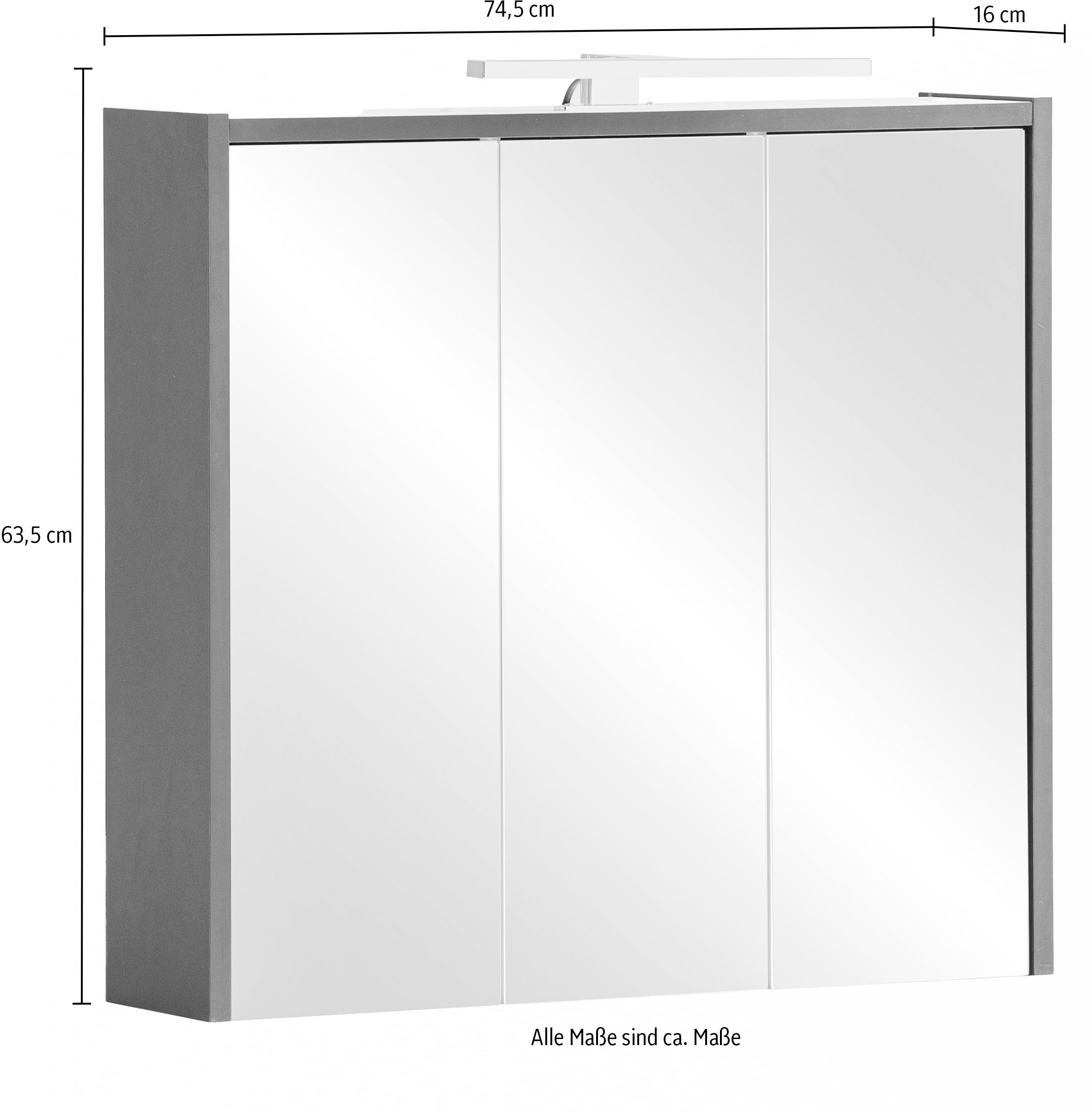 Schildmeyer Spiegelschrank »Lovis, Breite 74 cm«, Mit LED-Leuchte und Schalter-/Steckdoseneinheit