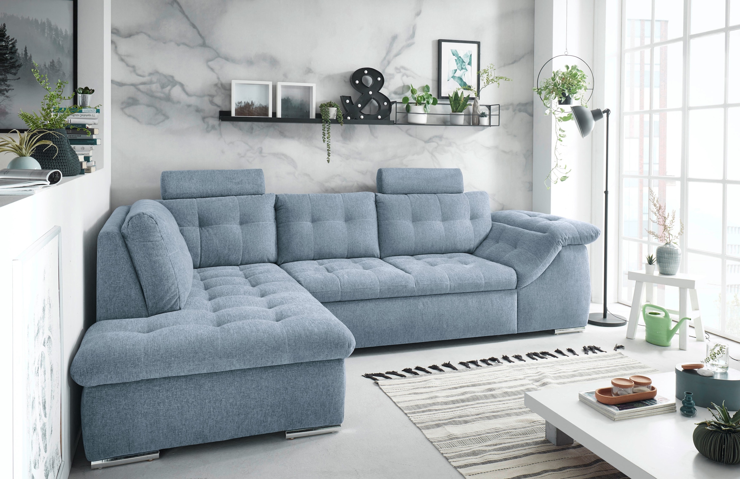 ED EXCITING DESIGN Ecksofa »Oman L-Form« mit Bettfunktion, Bettkasten, Armt günstig online kaufen