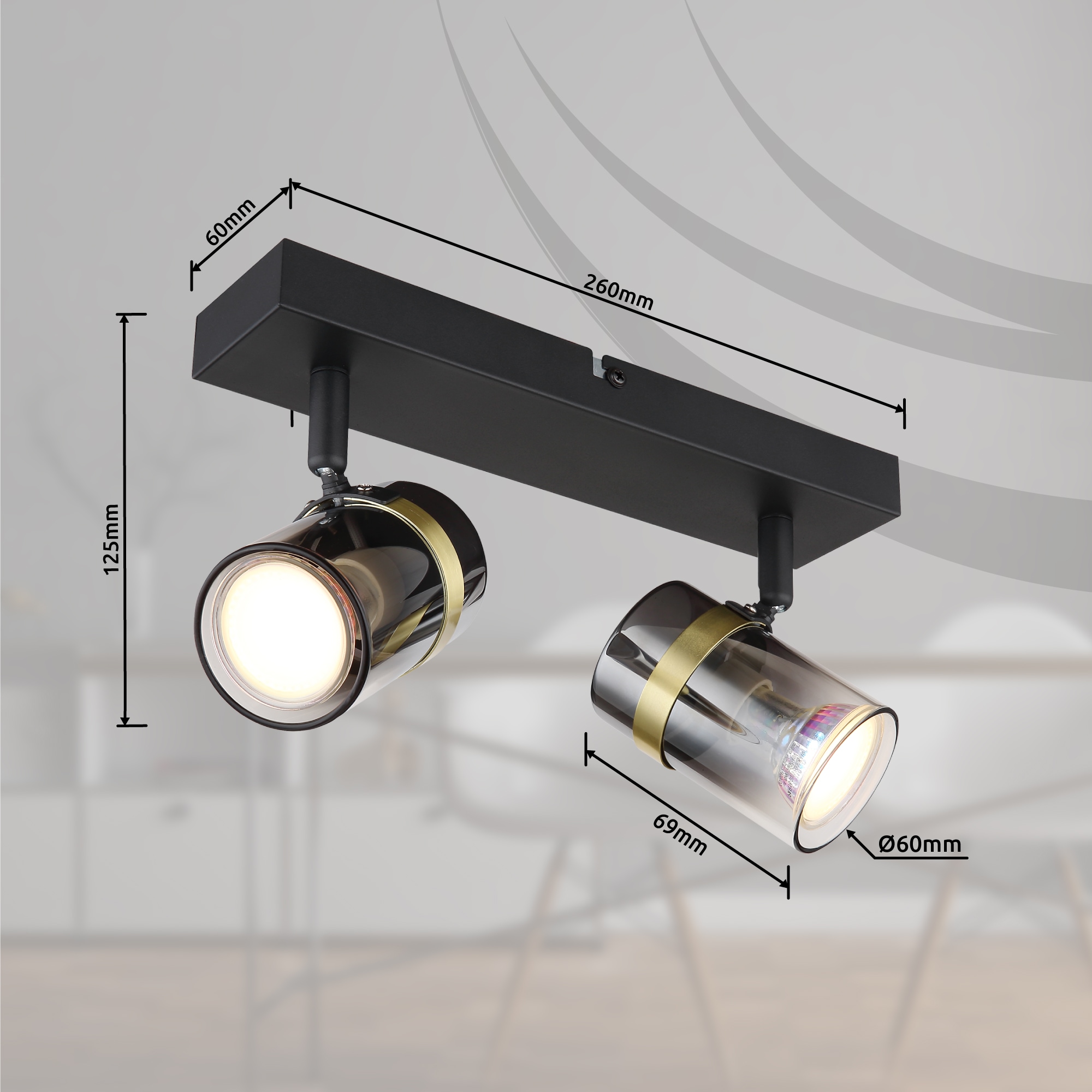 GLOBO LIGHTING Deckenstrahler »TRABBY« GU10 1 Stk. Spot Deckenspot Flur Schlafzimmer Wohnzimmer
