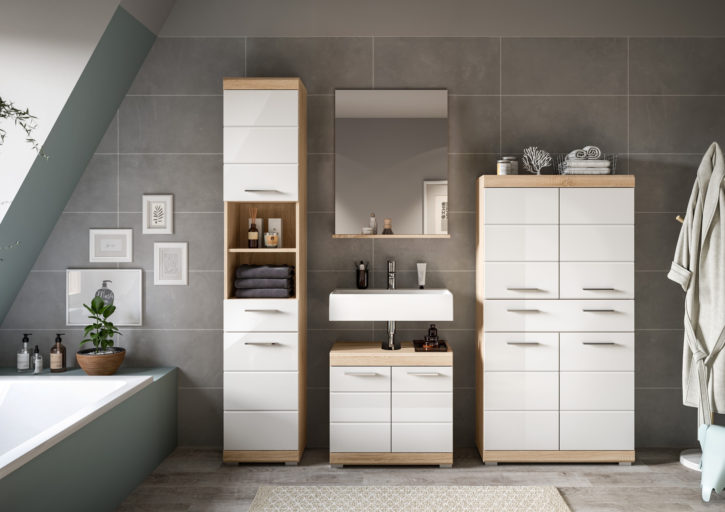 INOSIGN Badmöbel-Set »Siena, 4 teilig, bestehend aus:«, (Set), Hochschrank, günstig online kaufen