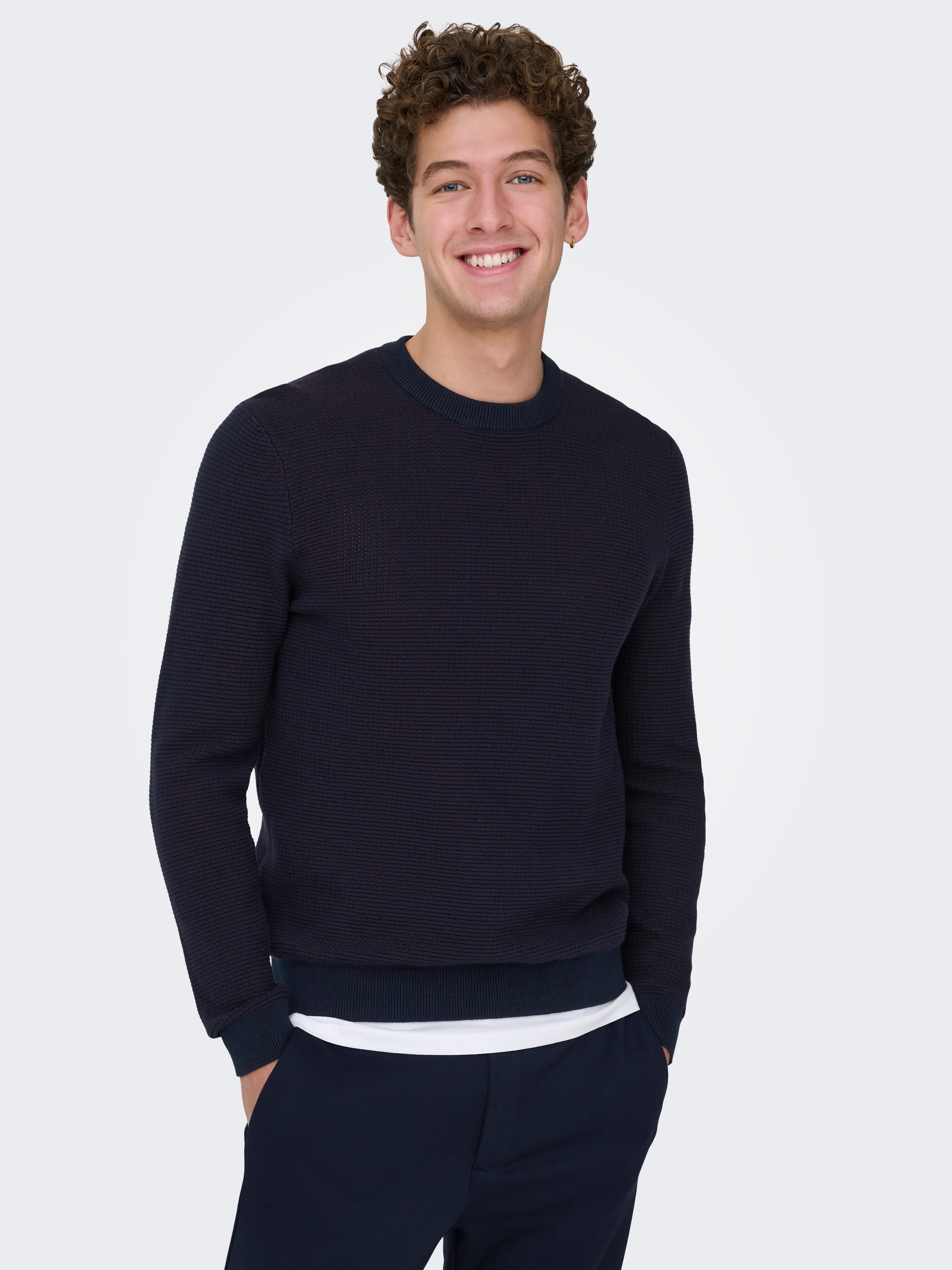 ONLY & SONS Strickpullover »ONSDAVE REG LS CREW NECK KNIT NOOS« Baumwolle, regular fit