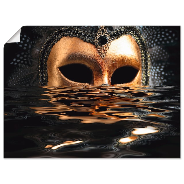 Artland Wandbild »Venezianische Maske mit Blattgold«, Karneval, (1 St.),  als Alubild, Leinwandbild, Wandaufkleber oder Poster in versch. Größen auf  Raten bestellen