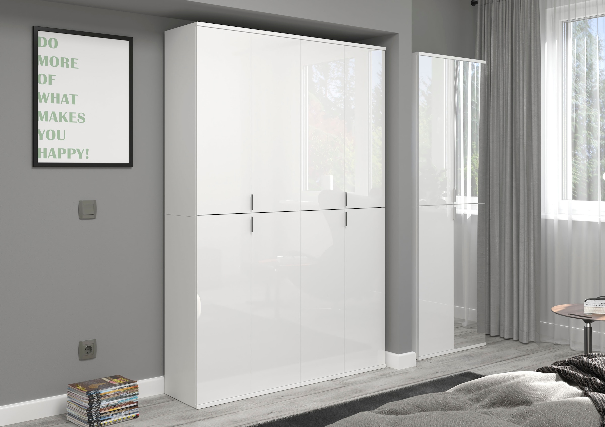 INOSIGN Garderoben-Set »Trondheim, Breite 122cm, best. aus 2 Schränken, 8 Türen, 18 Fächer«, (Set, 2 St.), inkl. ausziehbarer Kleiderstange, Garderobenschrank, Kleiderschrank