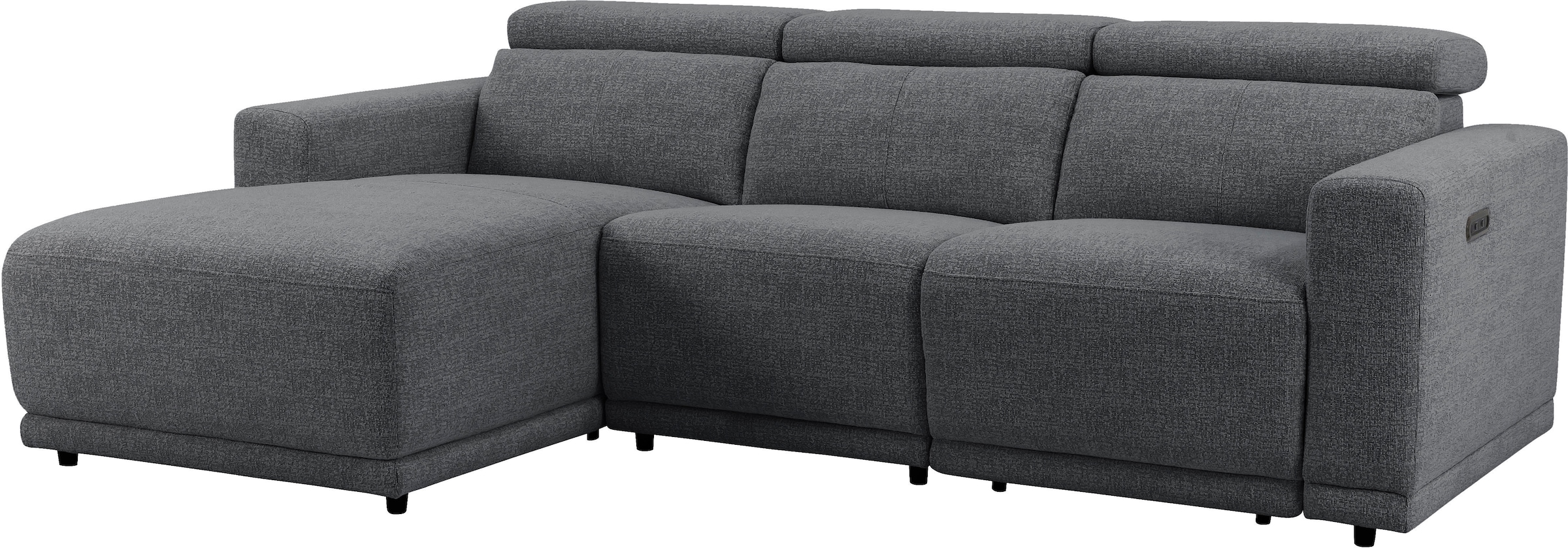 OTTO home Ecksofa »LEOO« mit USB A/C-Anschluss. Federkern, verstellbaren Kopfstützen, Webstoff