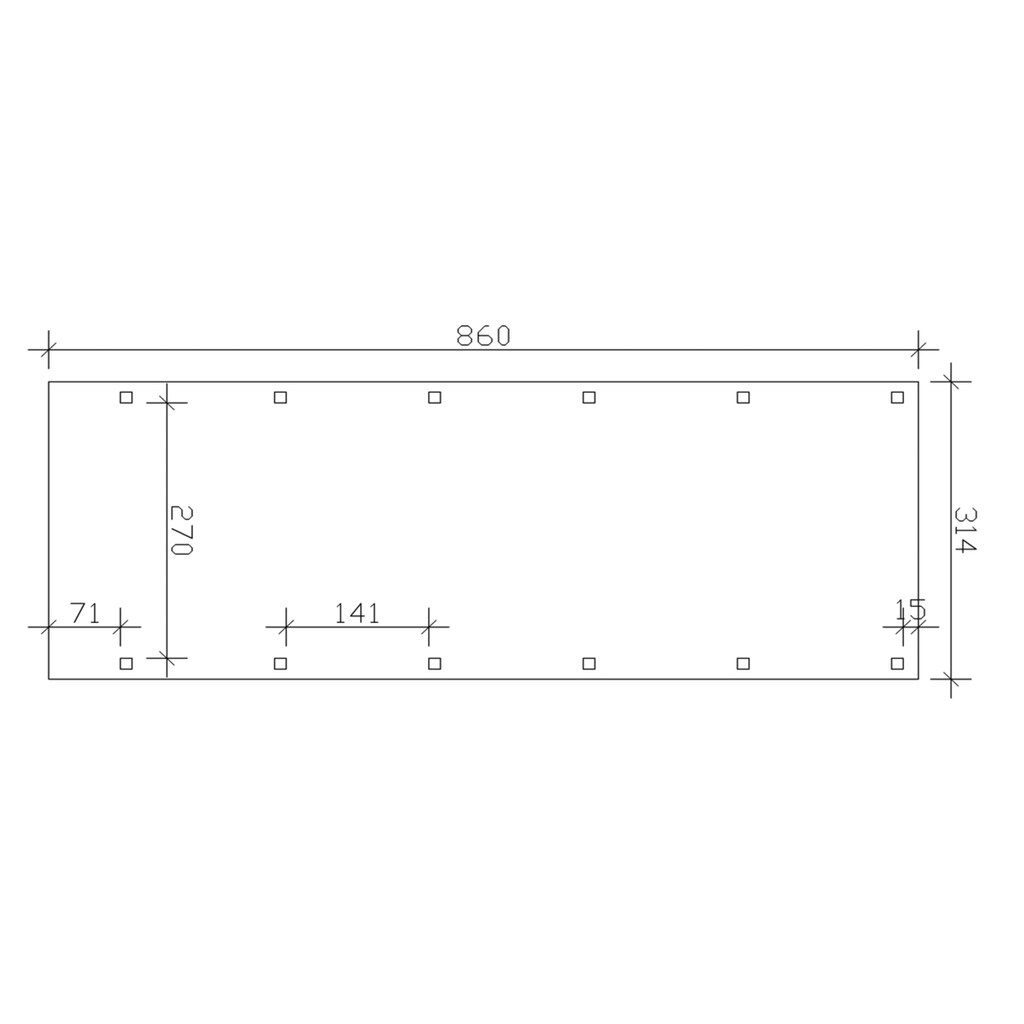 Skanholz Einzelcarport »Friesland«, Fichtenholz, 270 cm, dunkelgrau