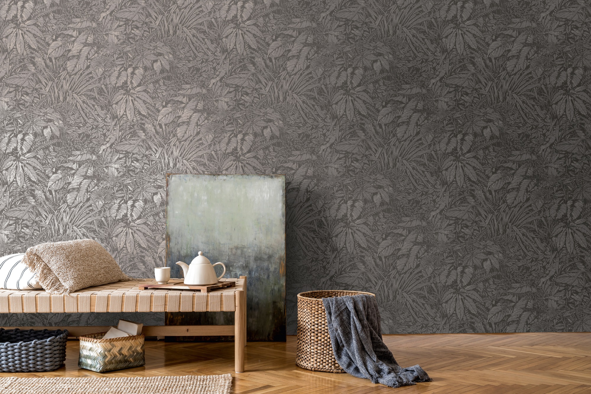 living walls Vliestapete »Smart Surfaces Natur-Tapete Mustertapete Floral Natur«, leicht glänzend, Vliestapete Dschungel für Schlafzimmer Küche Wohnzimmer Natur Design