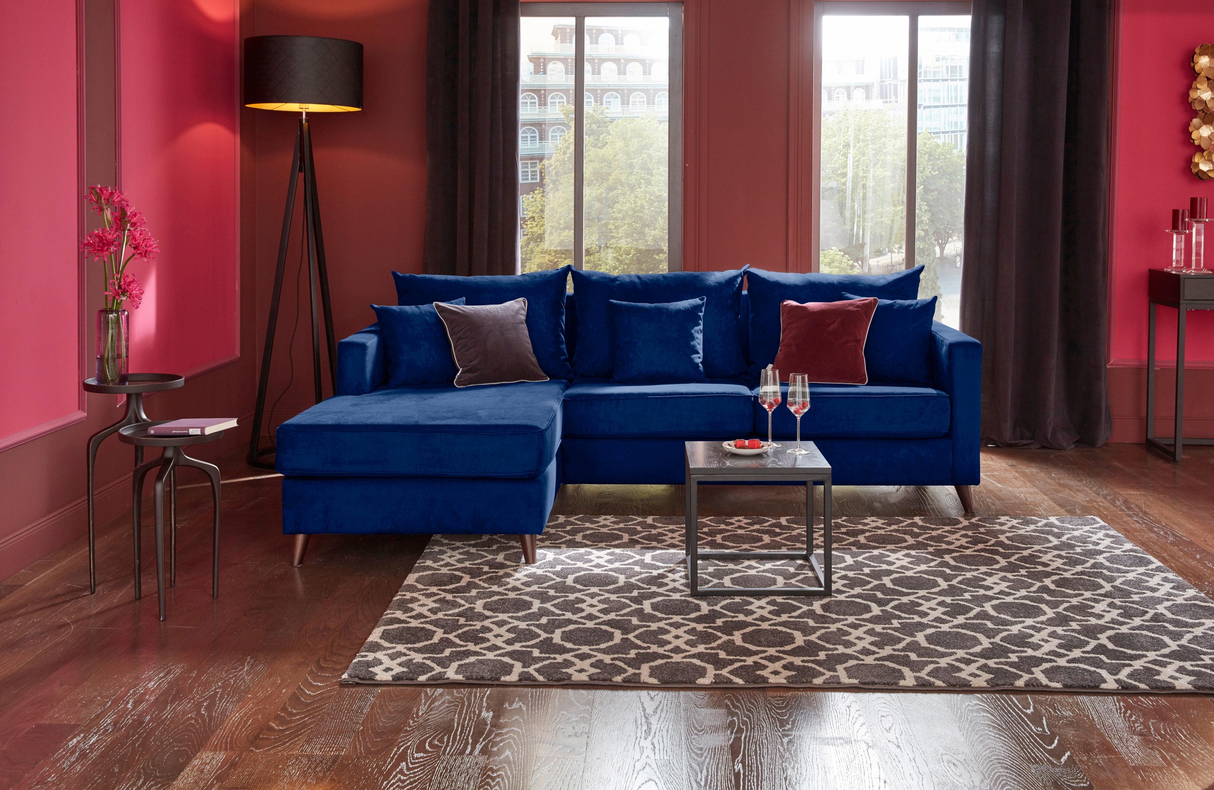 Home affaire Ecksofa »Renesse L-Form« lose Kissen, Keder an Sitzkissen günstig online kaufen