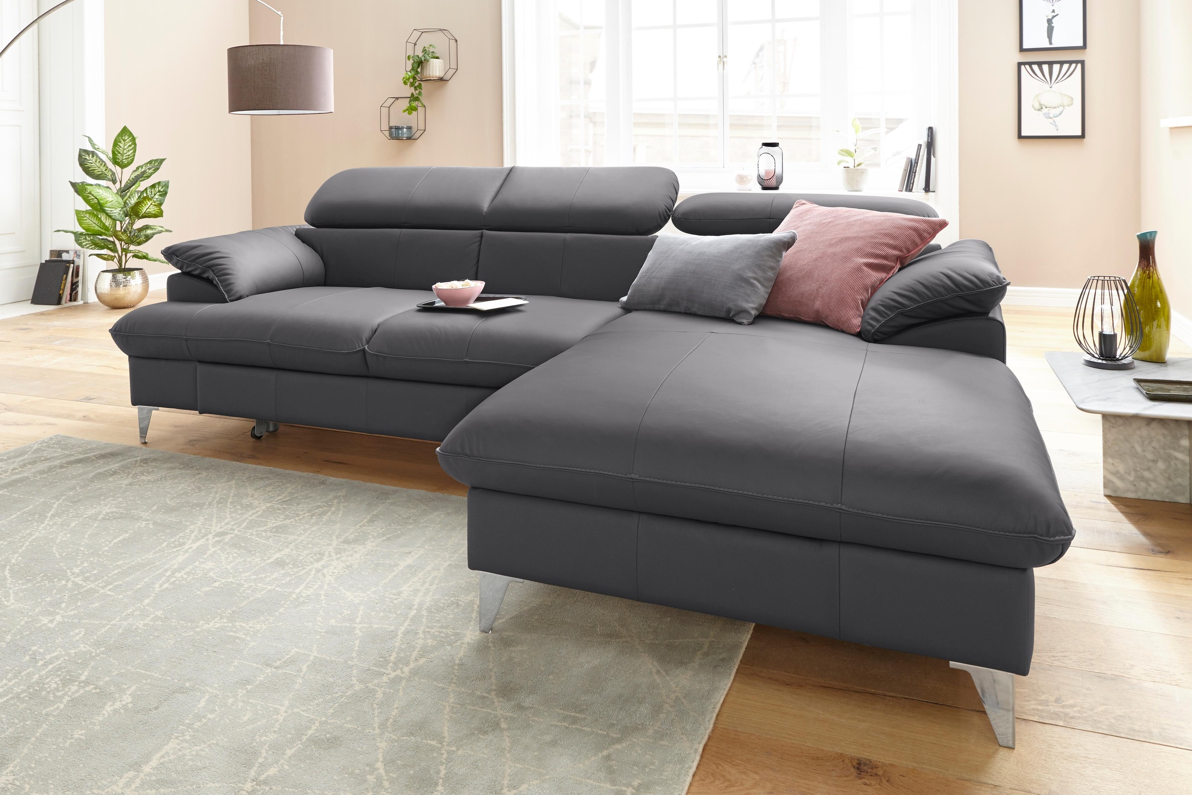 COTTA Ecksofa "Caluso L-Form" mit Kopfteilverstellung, wahlweise mit Bettfu günstig online kaufen