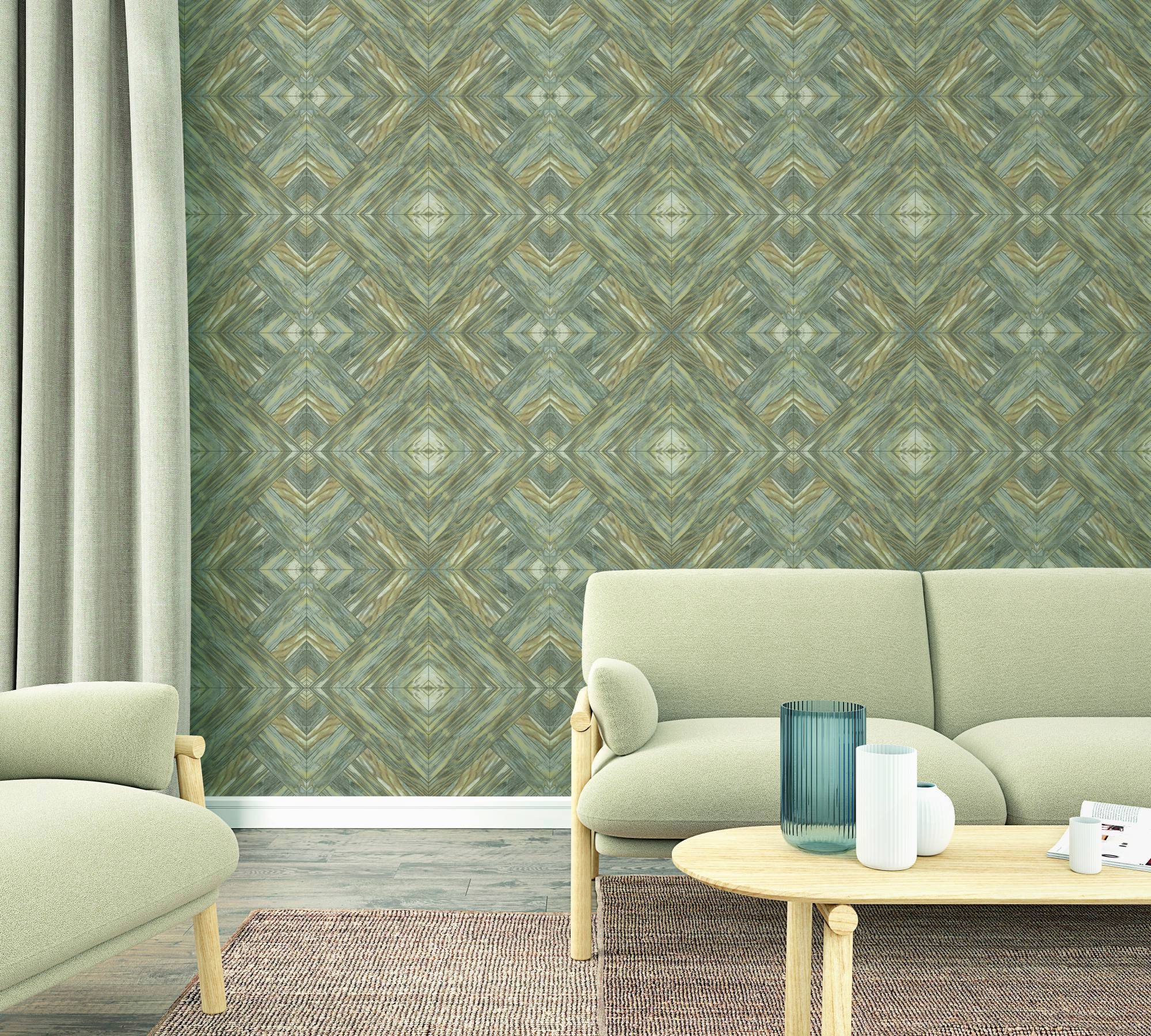 Marburg Vliestapete Grafisch 3D-Muster Grau-Blau 270 cm x 159 cm FSC® günstig online kaufen