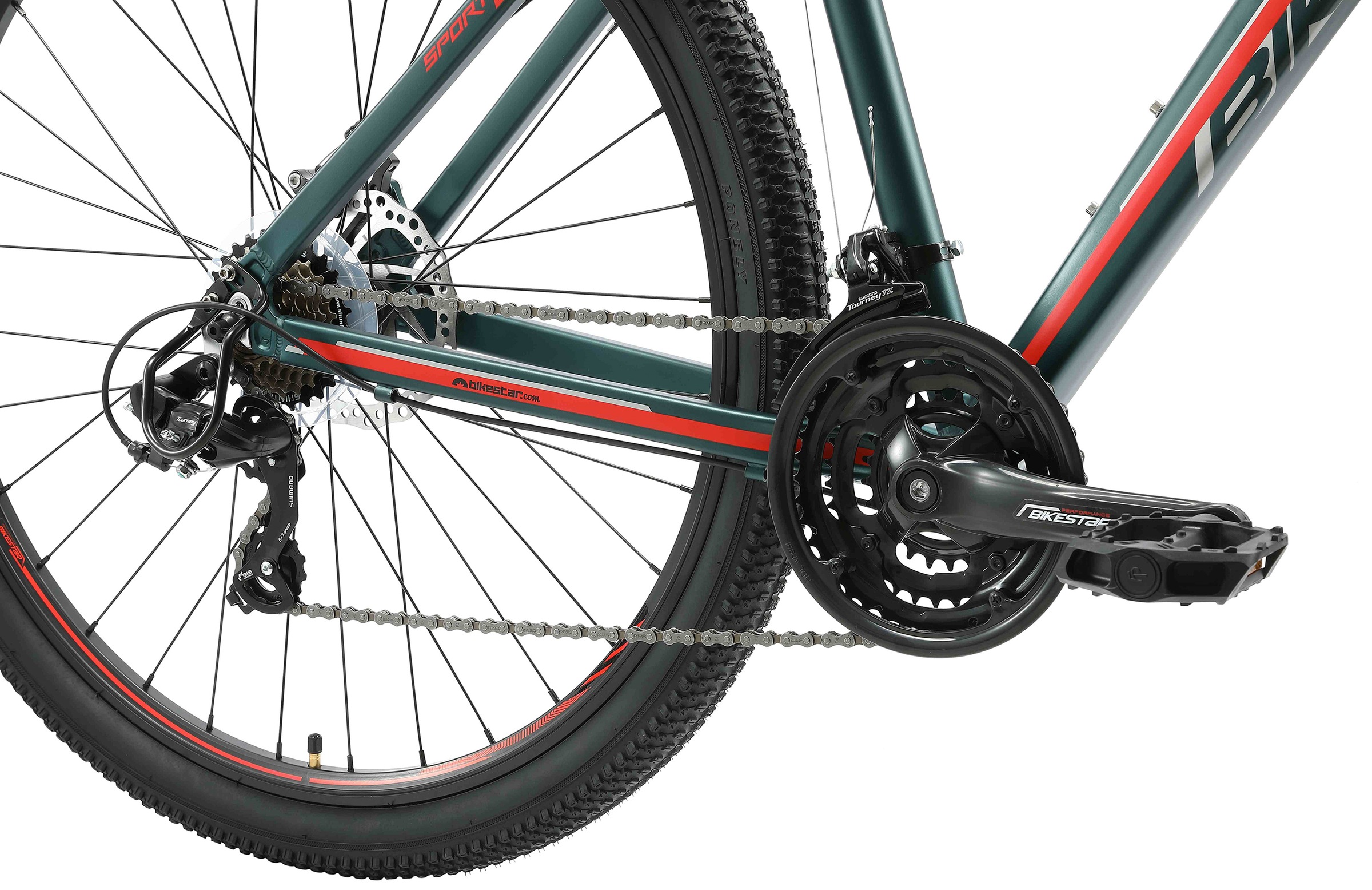 Bikestar Mountainbike, 21 Gang, Shimano, RD-TY300 Schaltwerk, Kettenschaltung, für Damen und Herren, Kettenschaltung